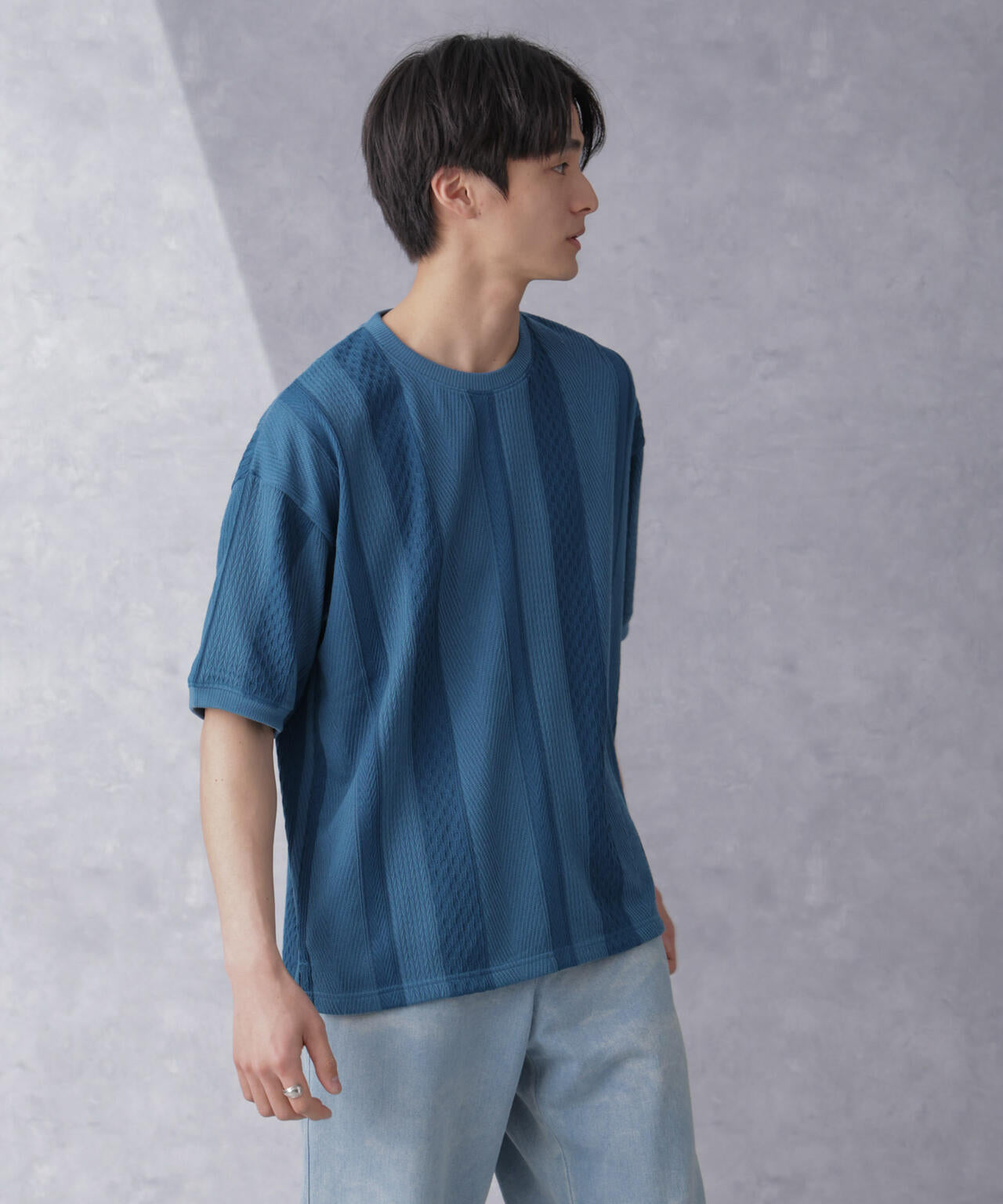 ストライプジャガードTシャツ 半袖