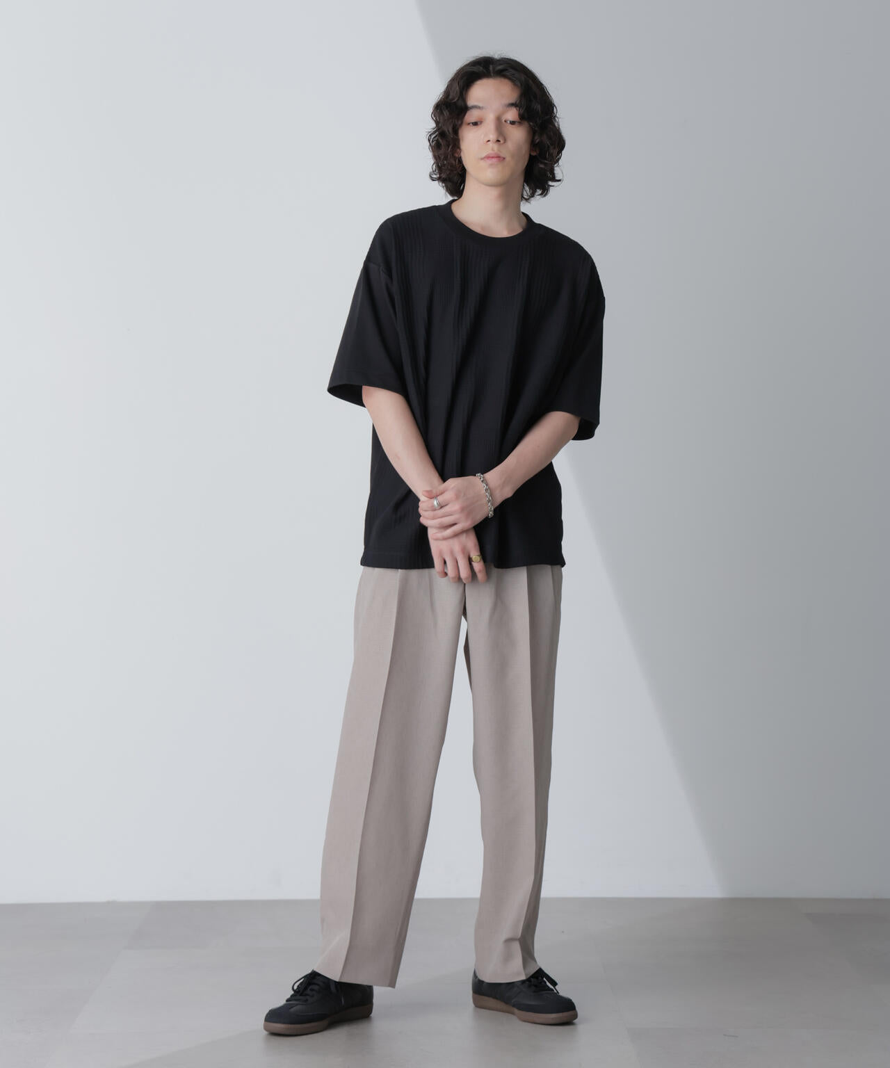 リンクスジャガードコンビTシャツ 半袖