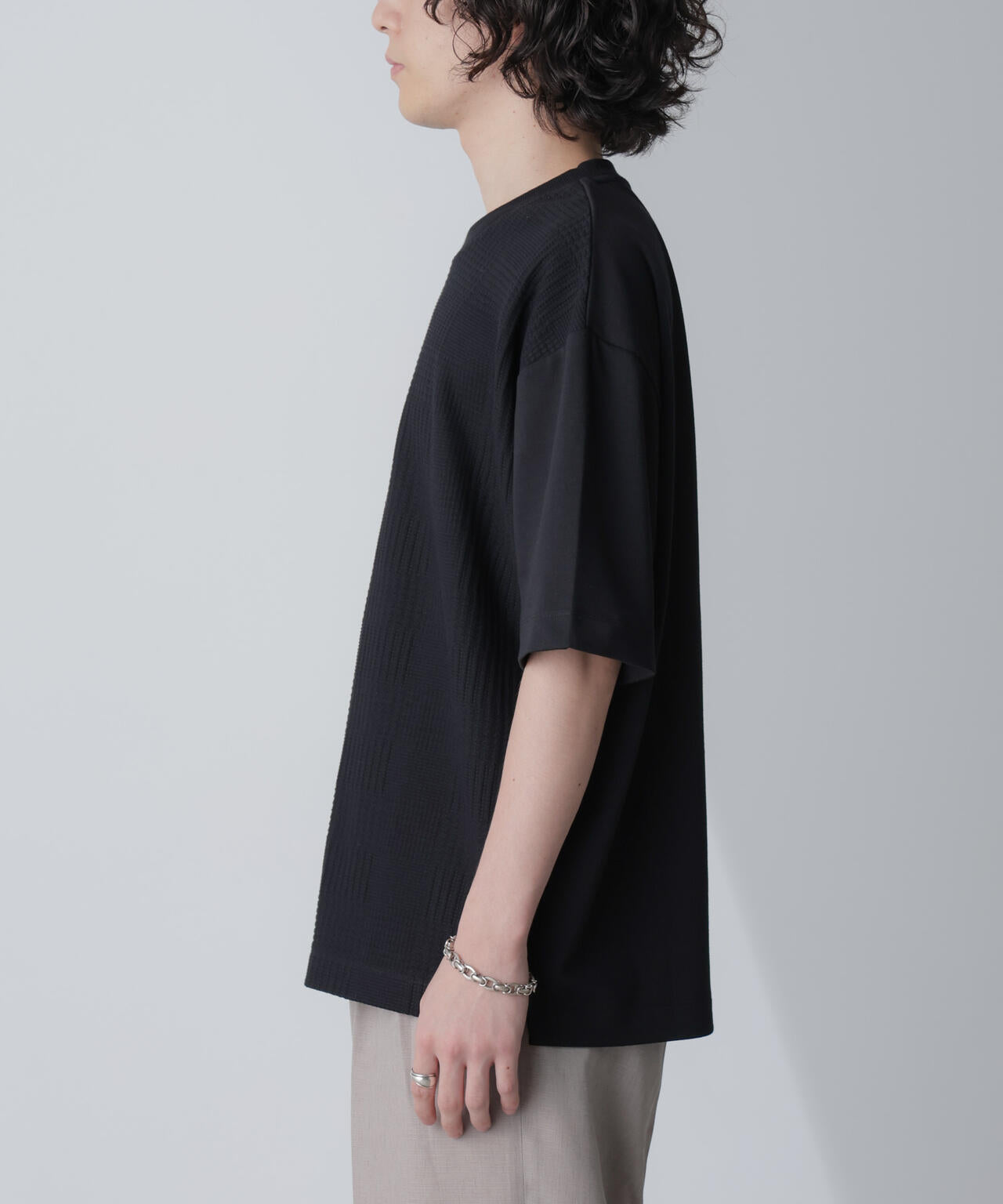 リンクスジャガードコンビTシャツ 半袖