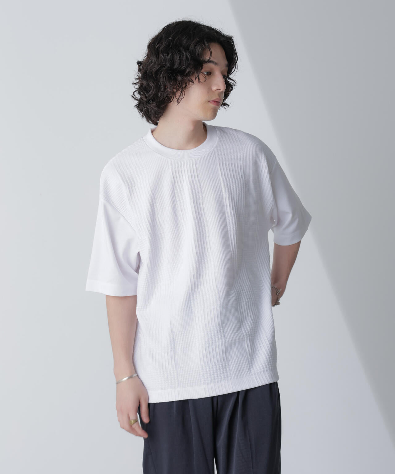 リンクスジャガードコンビTシャツ 半袖