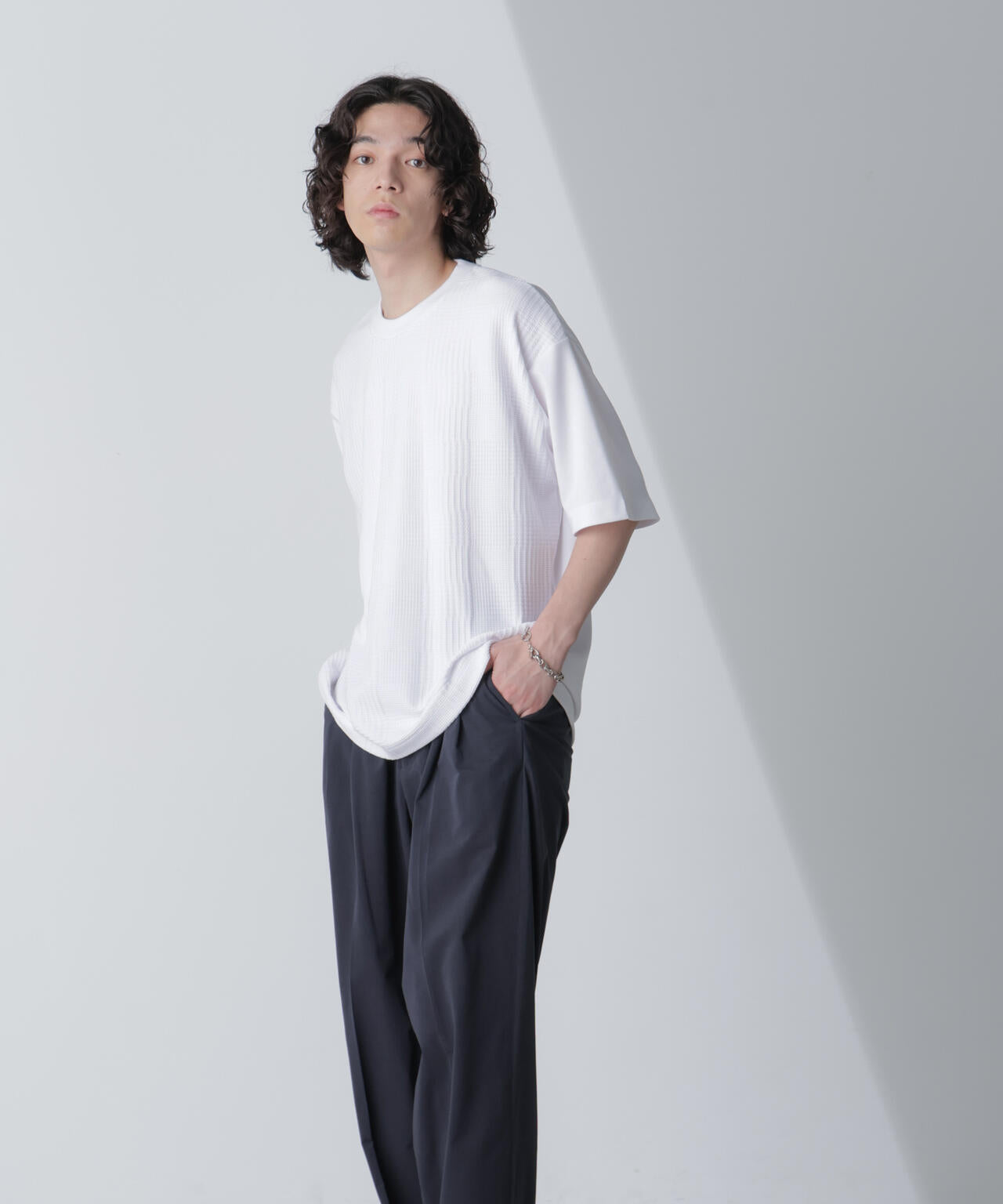 リンクスジャガードコンビTシャツ 半袖