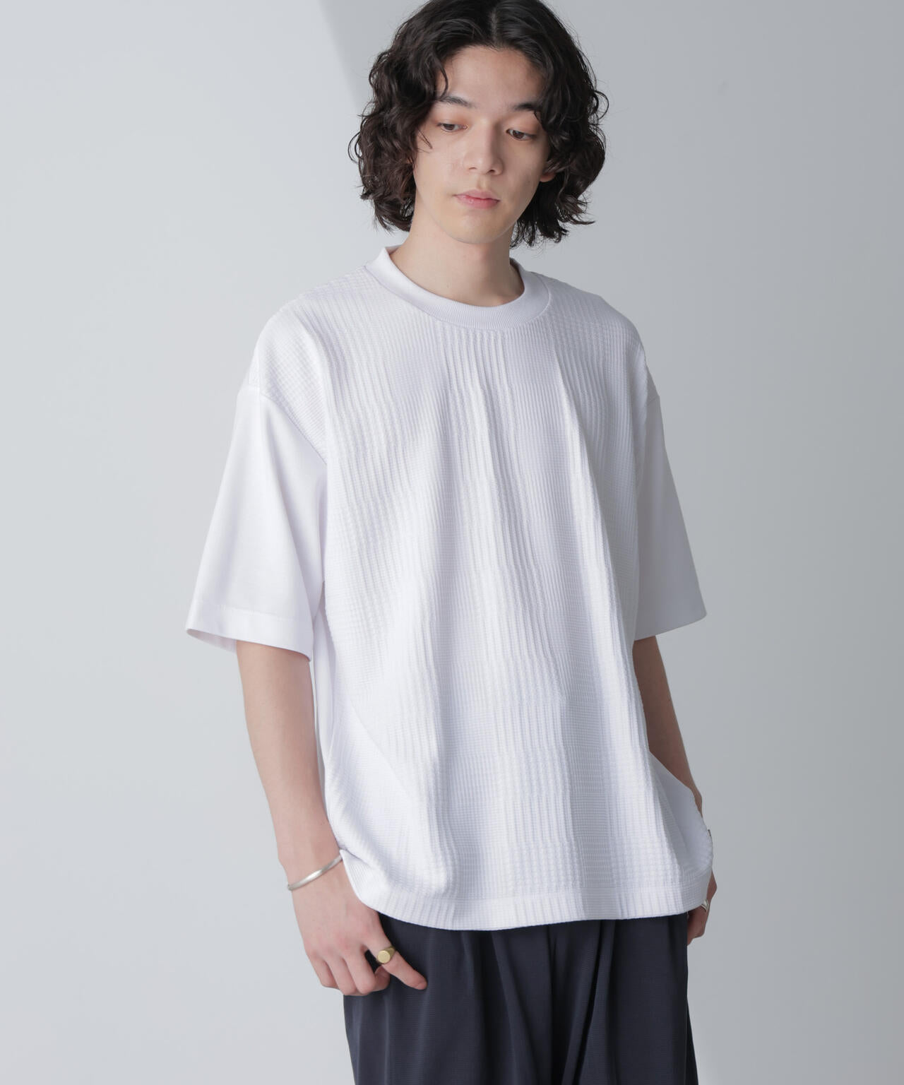 リンクスジャガードコンビTシャツ 半袖