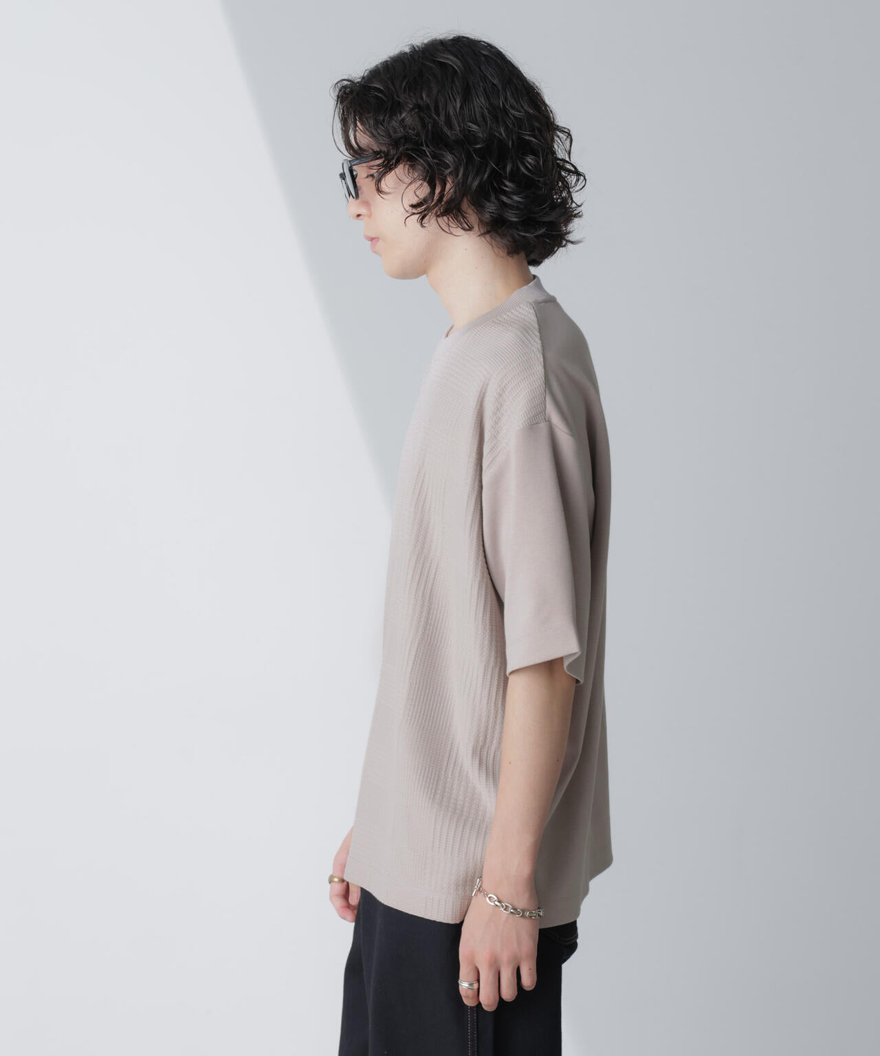 リンクスジャガードコンビTシャツ 半袖