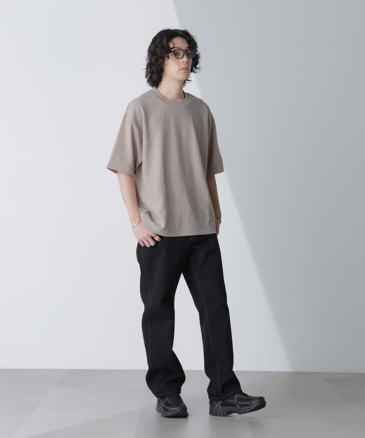 リンクスジャガードコンビTシャツ 半袖