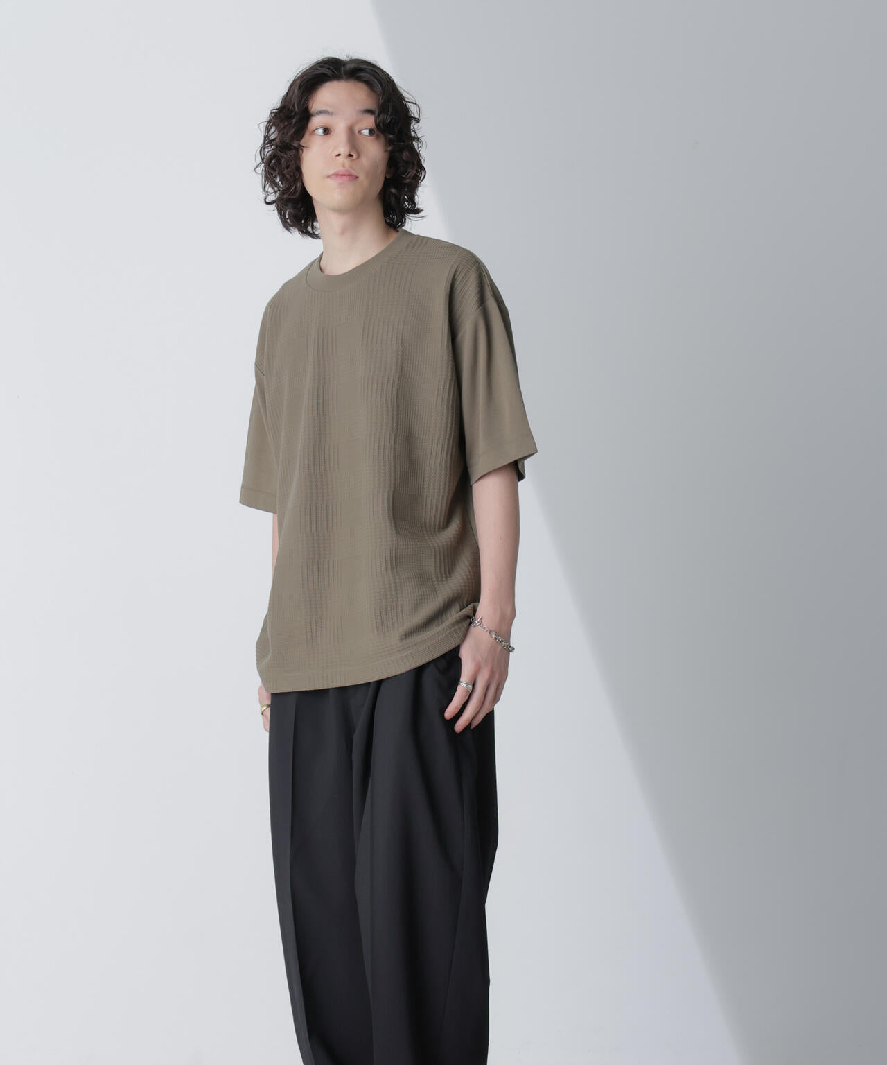 リンクスジャガードコンビTシャツ 半袖