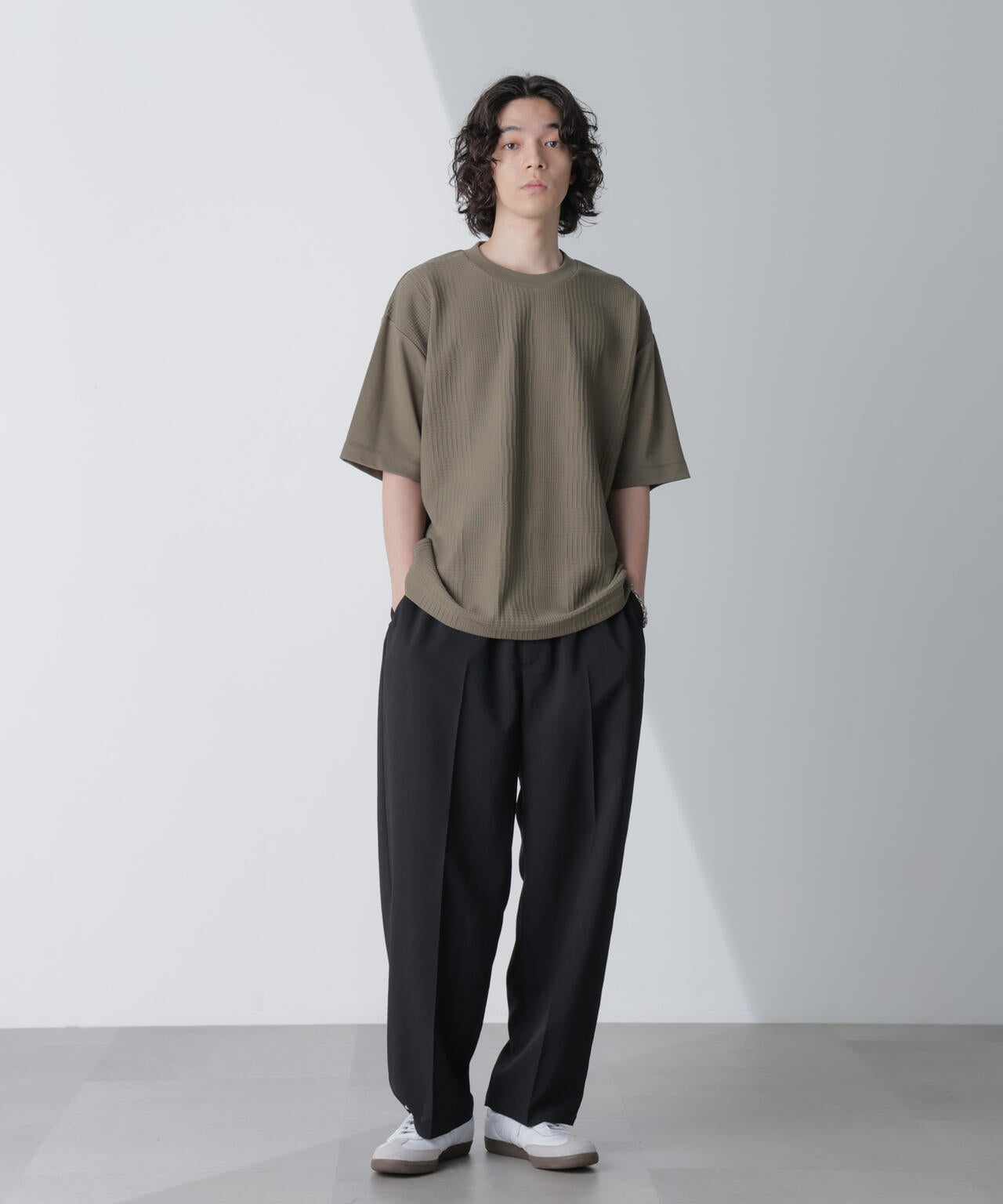 リンクスジャガードコンビTシャツ 半袖