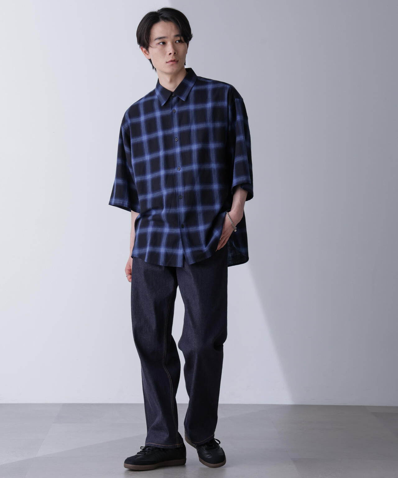 リラックスオンブレーチェックシャツ 半袖