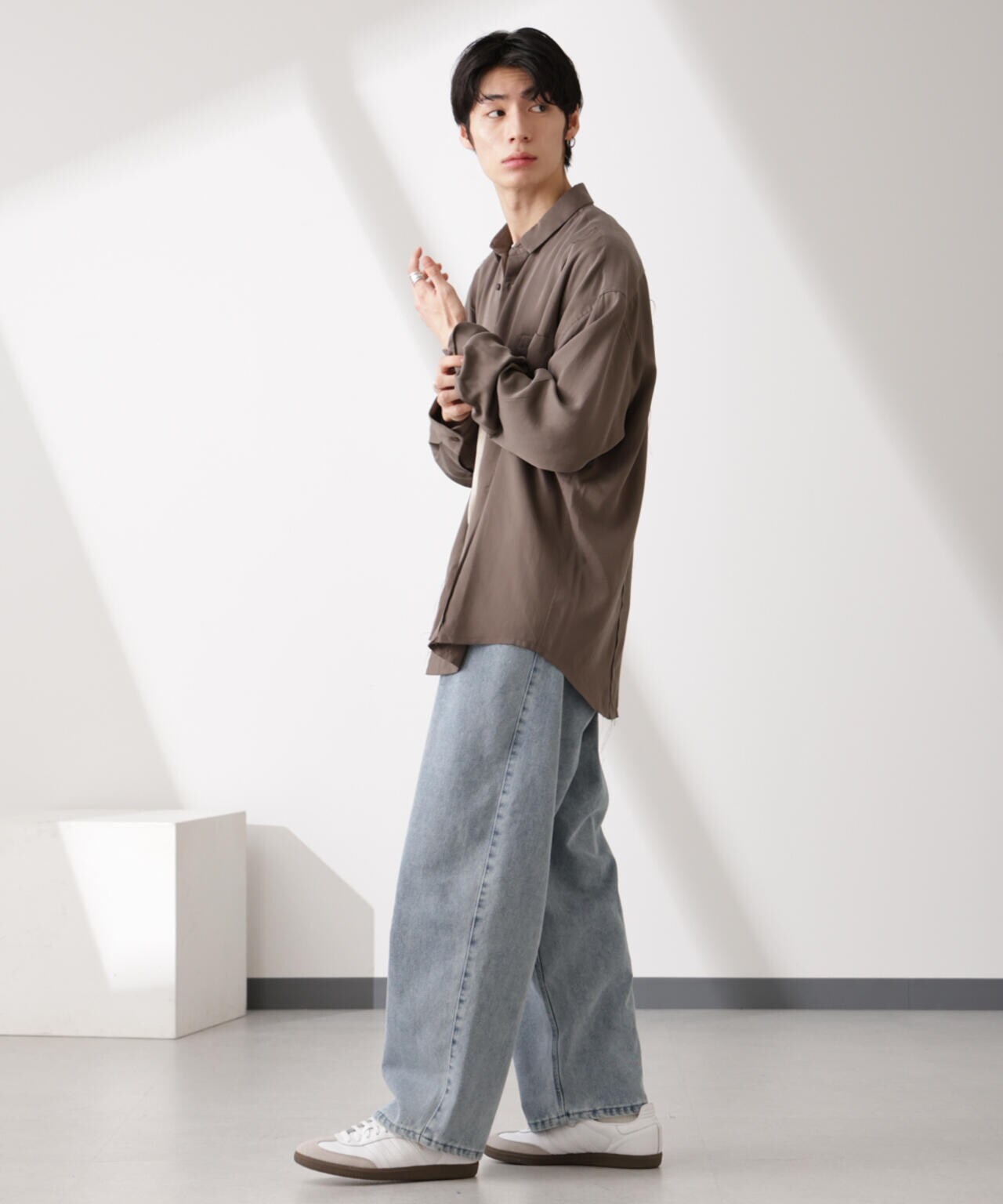 カットオフワイドドレープシャツ 長袖