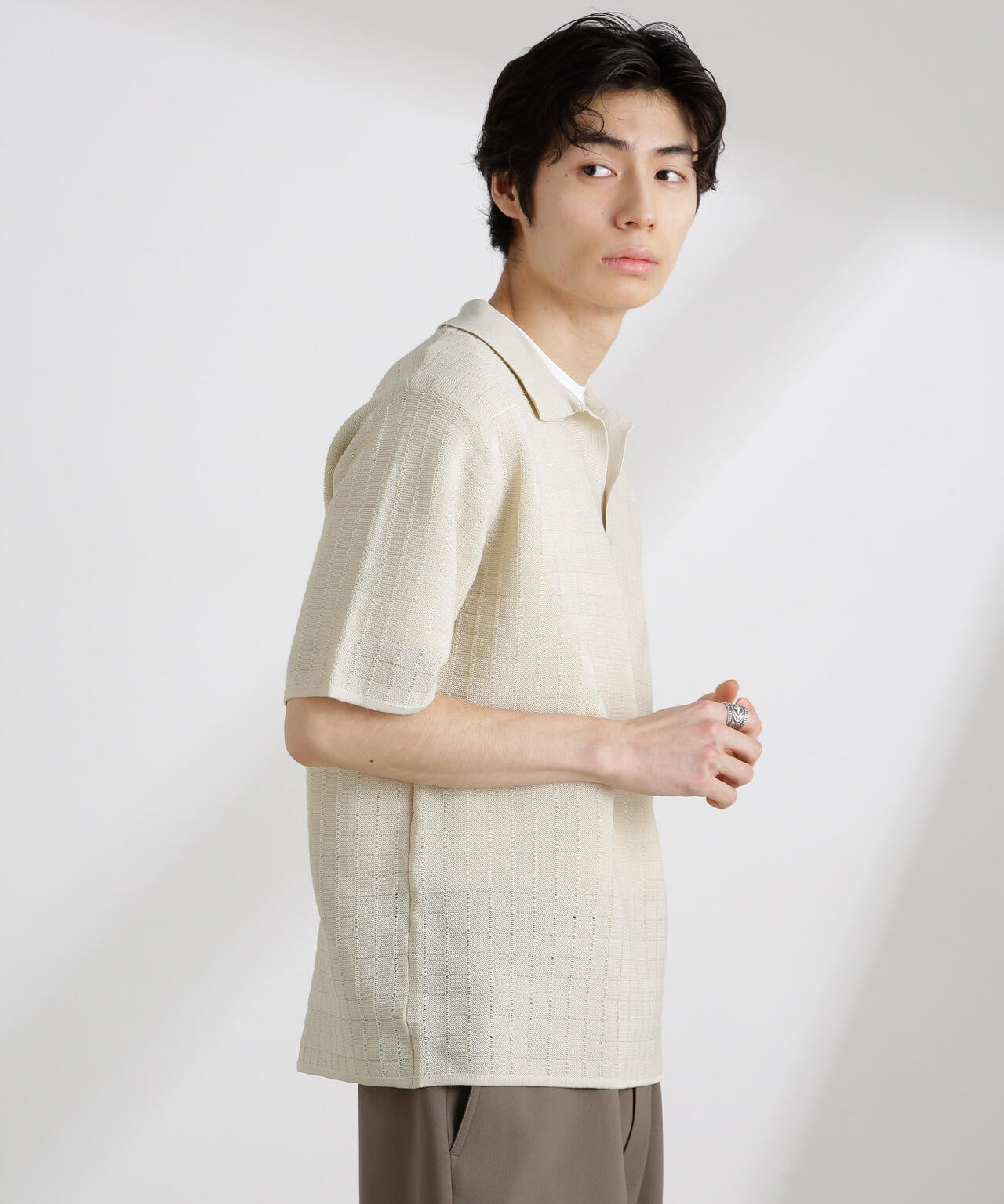 透かし編みスキッパーニット 半袖
