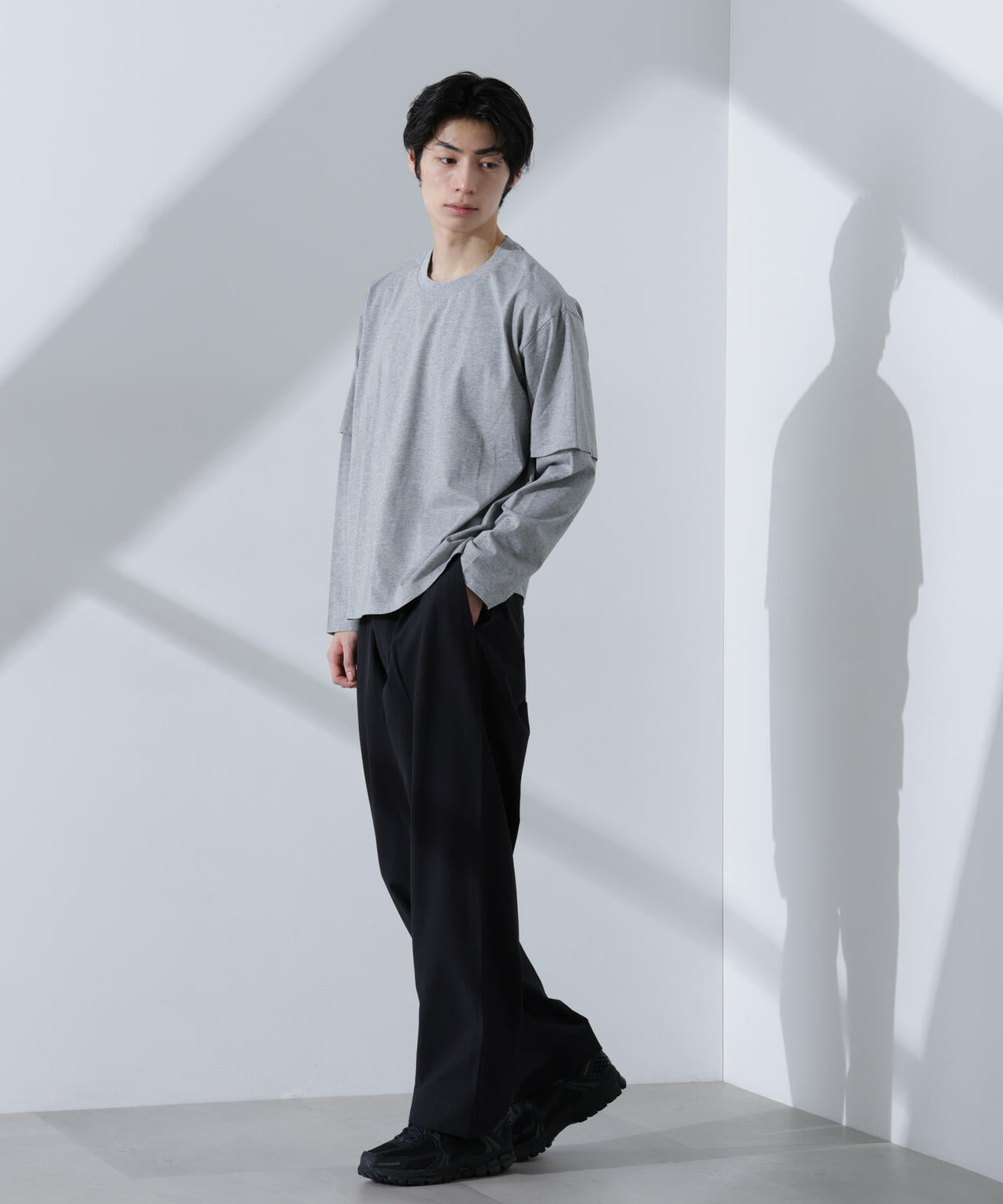 フェイクレイヤードTシャツ 長袖