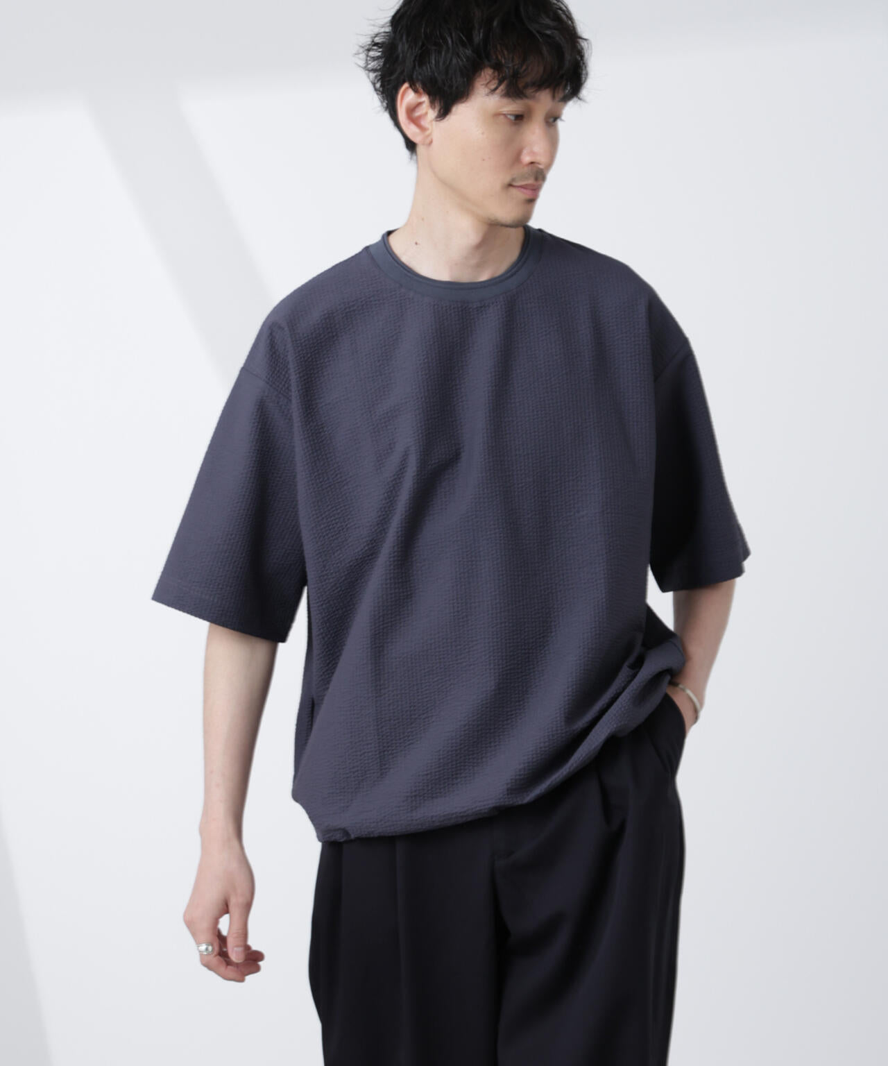 シルケットサッカーワイドTシャツ 半袖