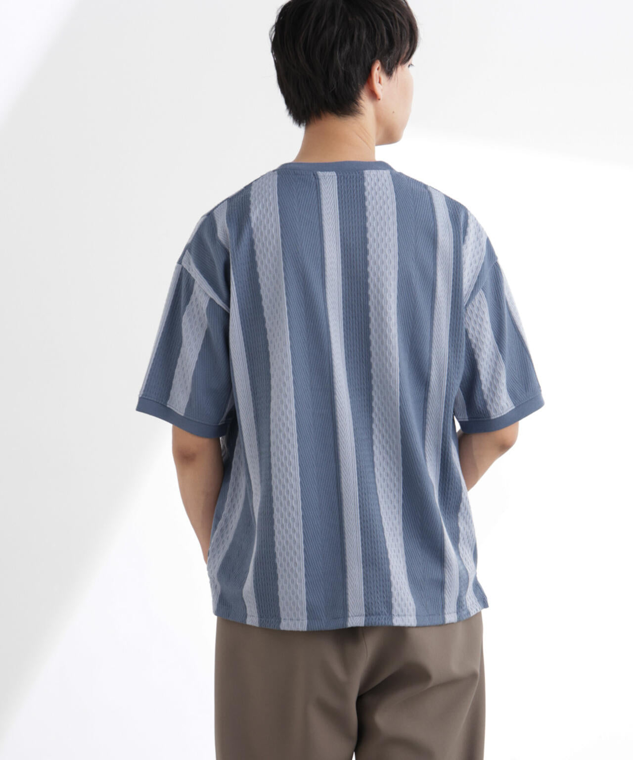 ストライプジャガードTシャツ 半袖