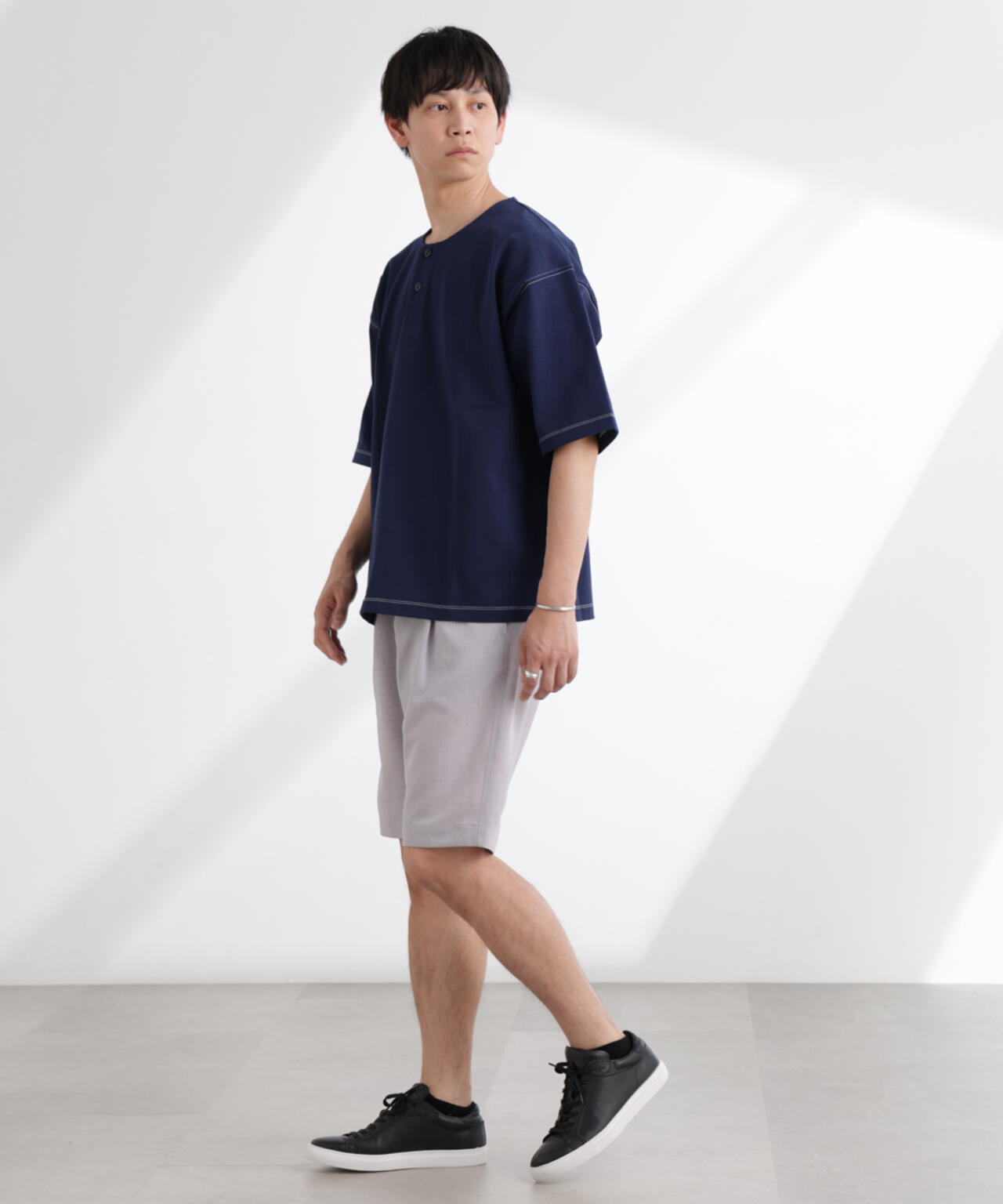 ヘビーオンスワイドヘンリーネックTシャツ 半袖