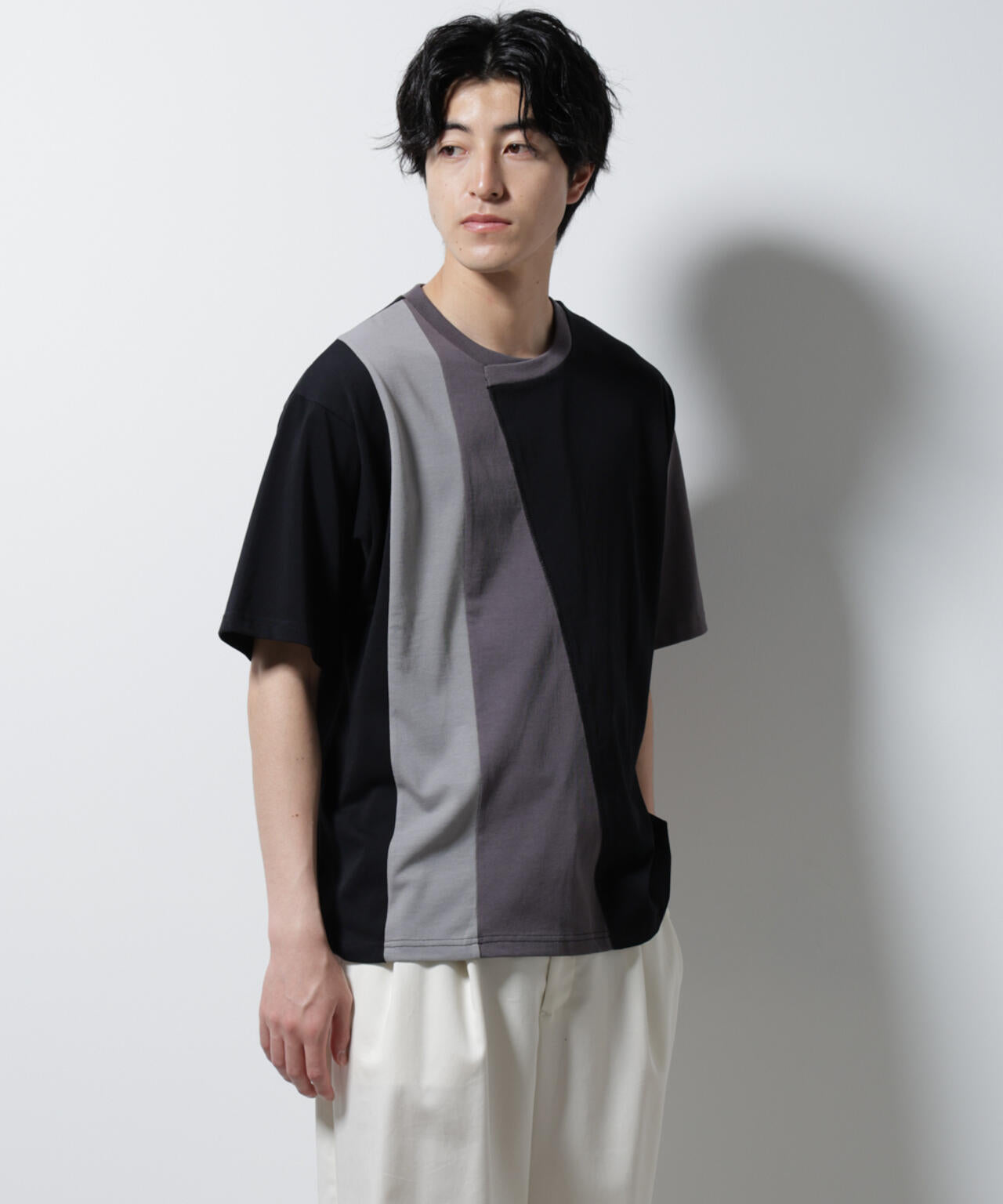 デザイン切替クルーネックTシャツ 半袖