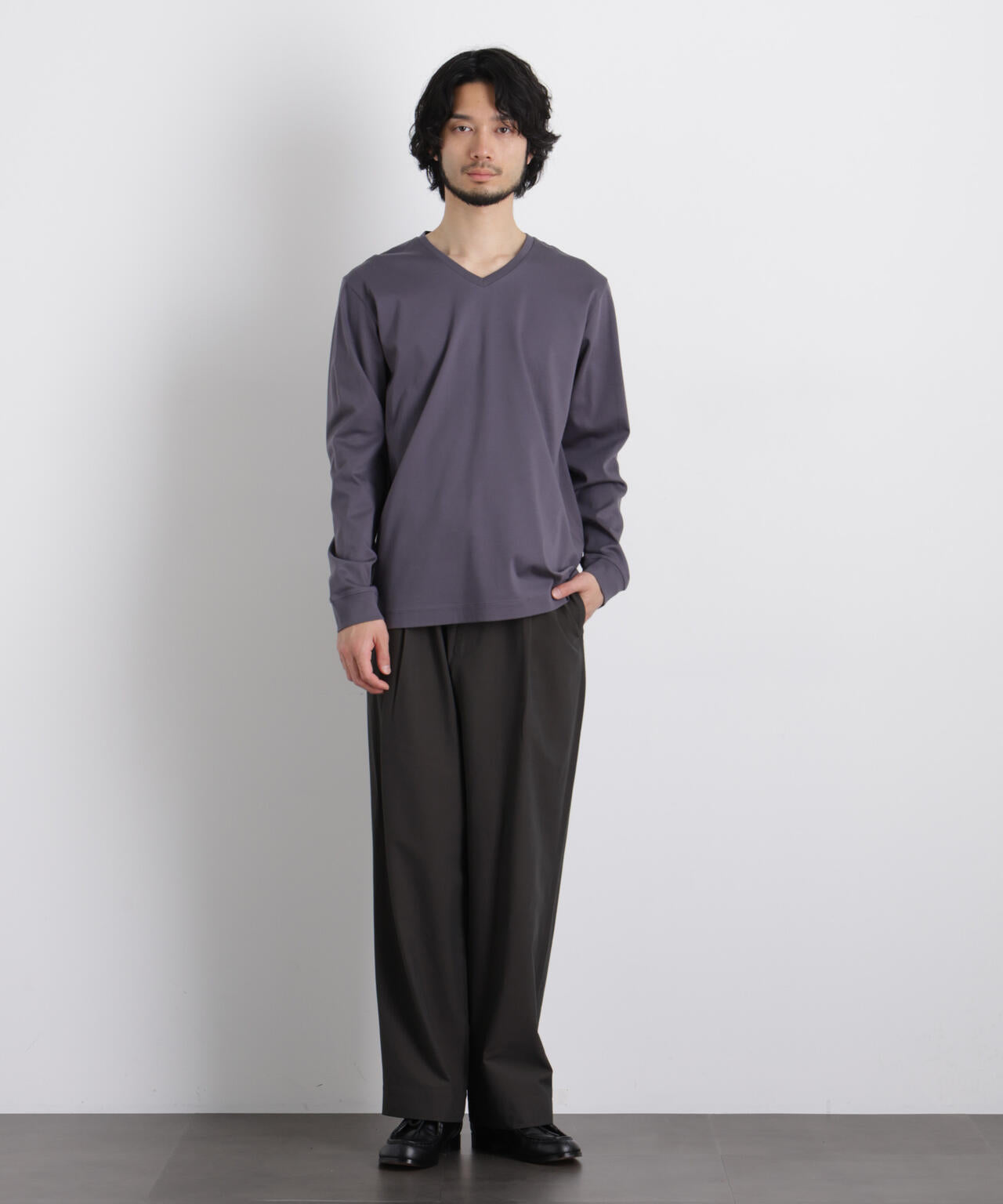 アンチスメルVネックTシャツ 長袖