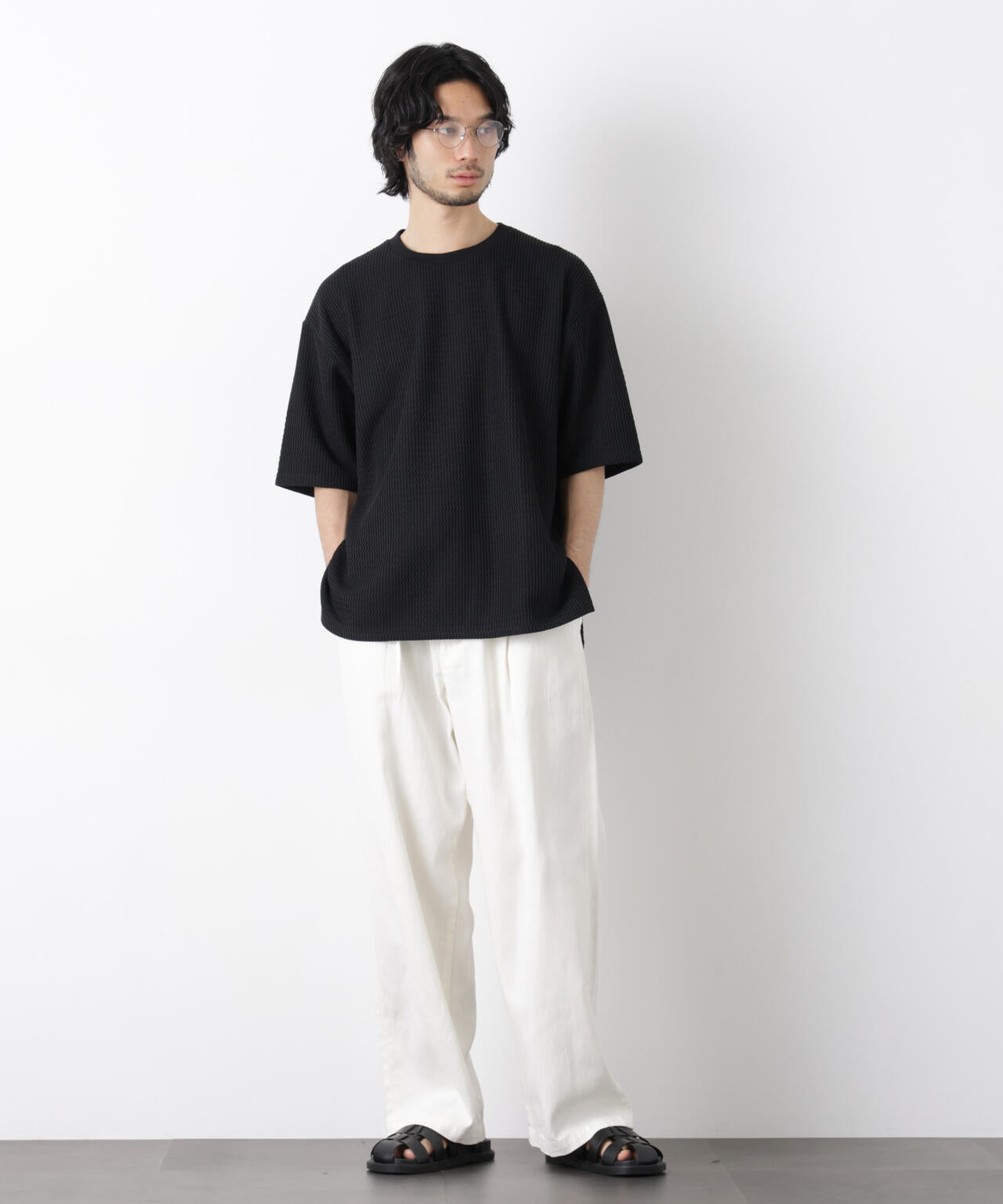 ジャガードニットソーTシャツ 半袖（セットアップ可）