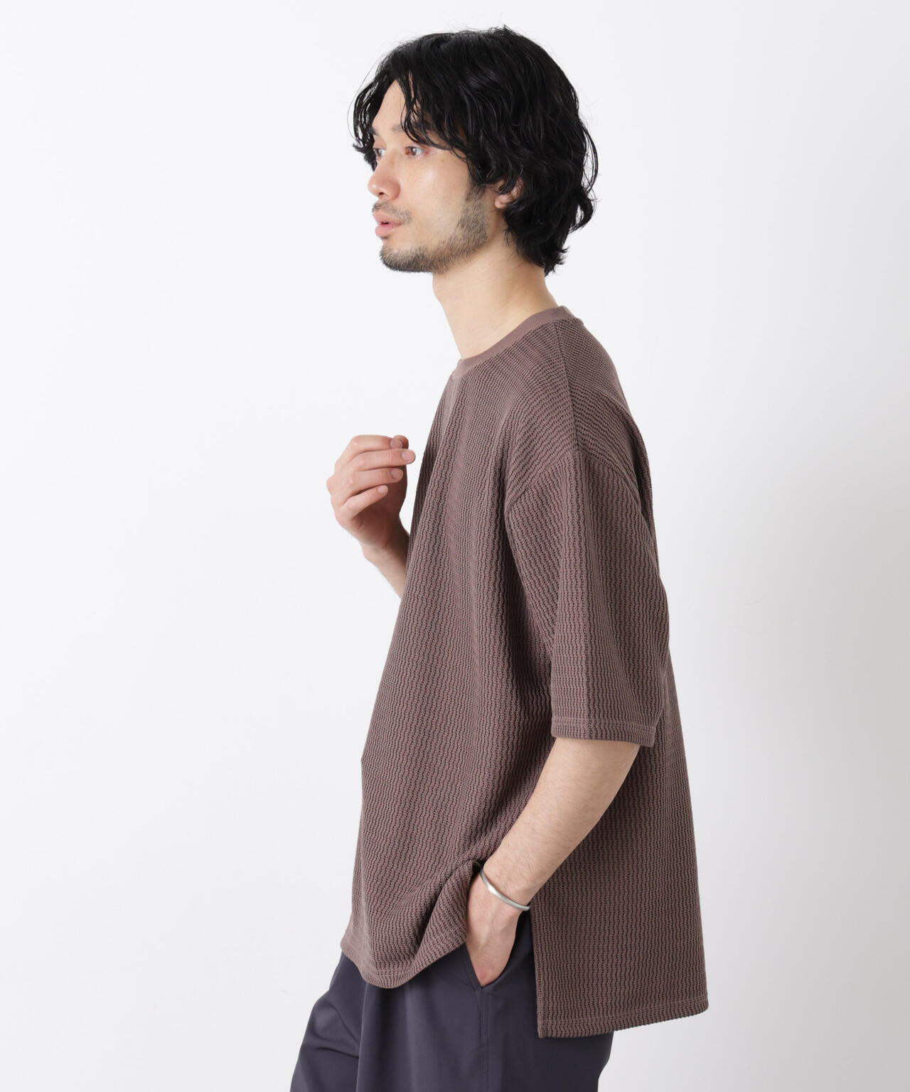 ジャガードニットソーTシャツ 半袖（セットアップ可）