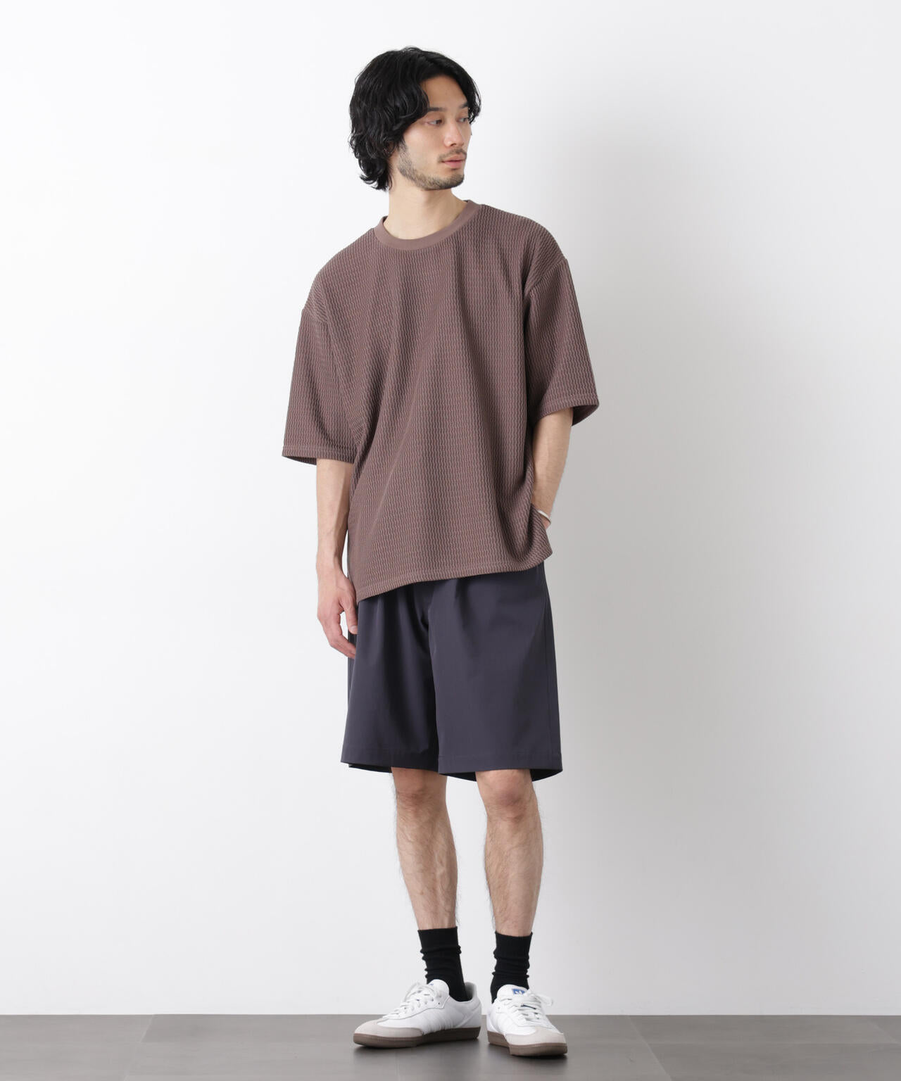 ジャガードニットソーTシャツ 半袖（セットアップ可）