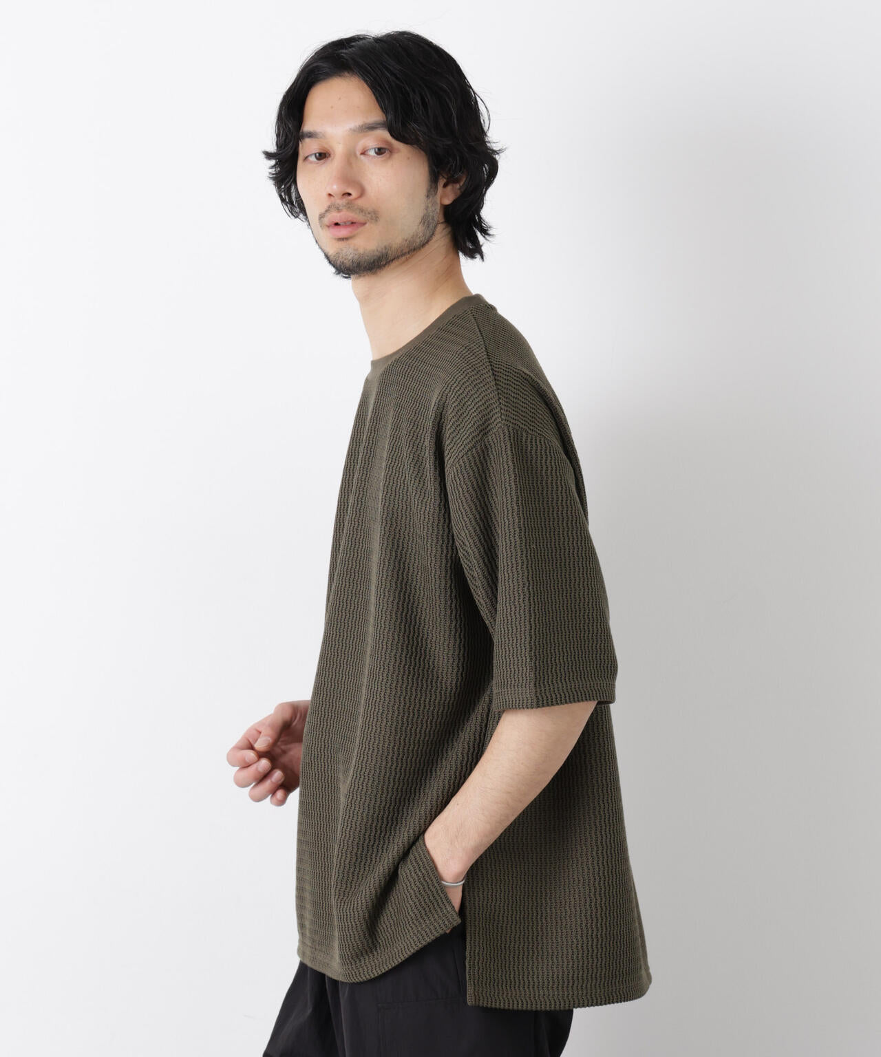 ジャガードニットソーTシャツ 半袖（セットアップ可）