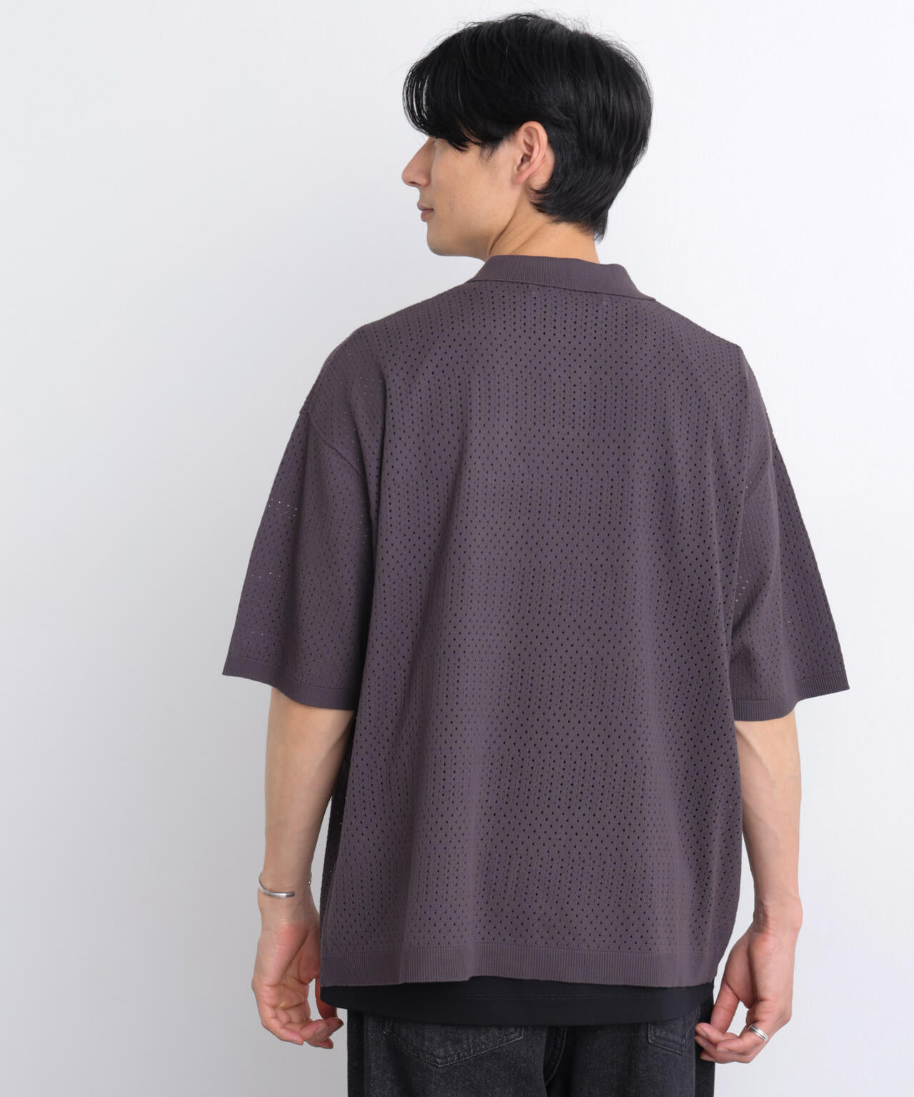 WEB限定/スキッパーテックニットポロシャツ/半袖
