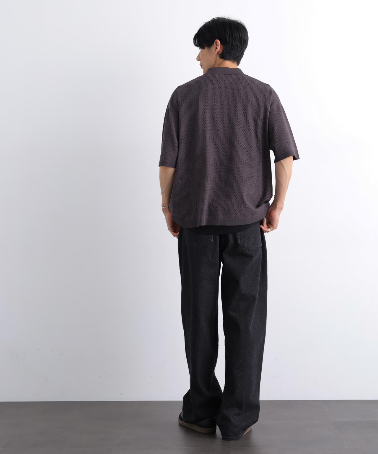 WEB限定/スキッパーテックニットポロシャツ/半袖