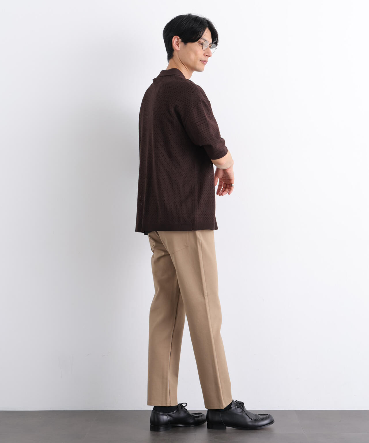 WEB限定/スキッパーテックニットポロシャツ/半袖