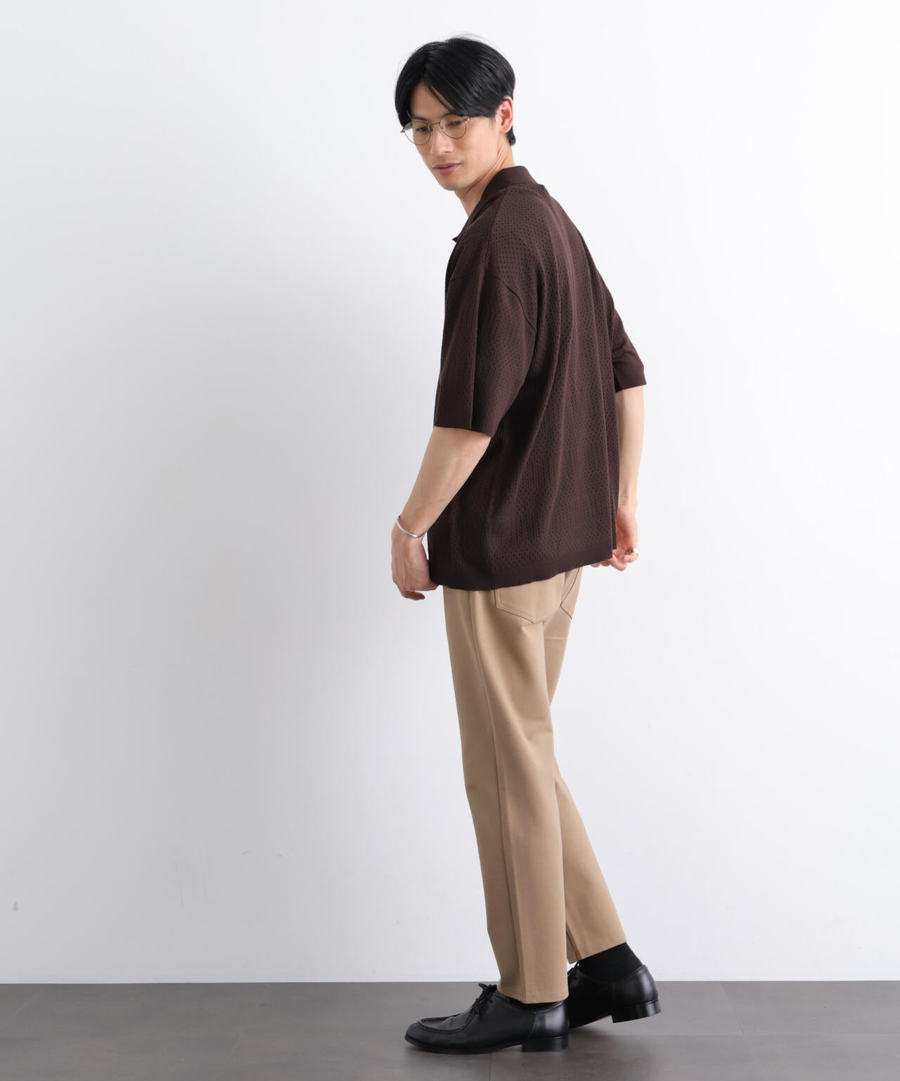 WEB限定/スキッパーテックニットポロシャツ/半袖