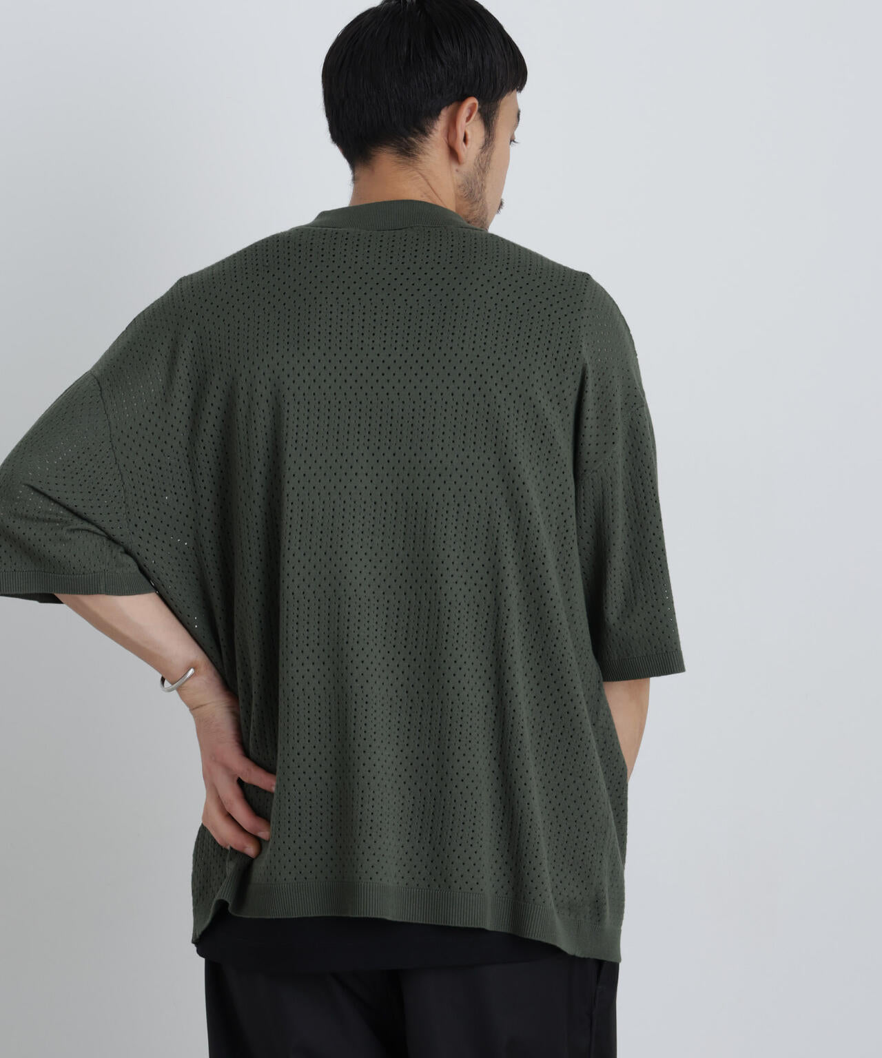 WEB限定/スキッパーテックニットポロシャツ/半袖