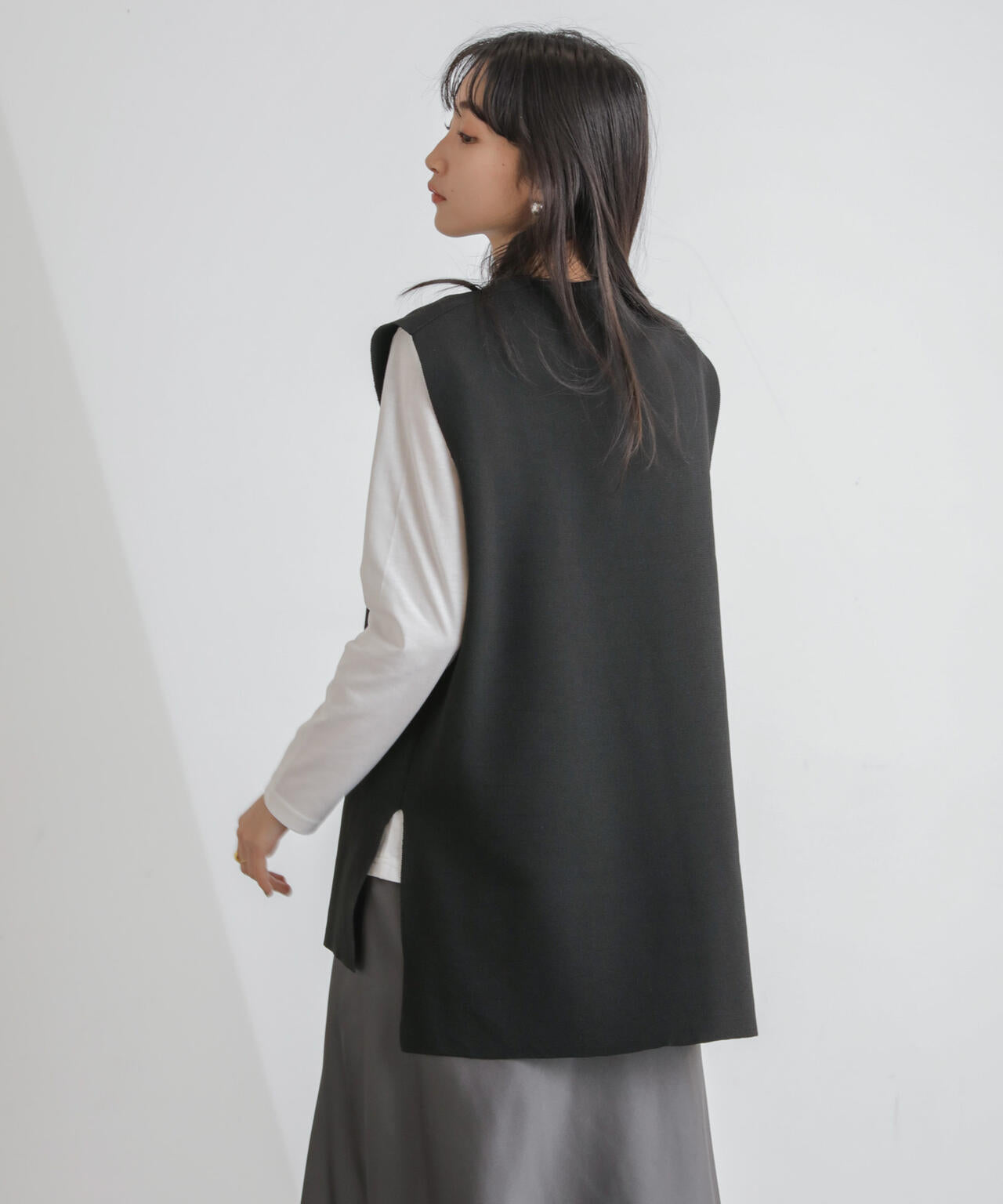 ニットベスト×ロングTシャツ アンサンブルセット