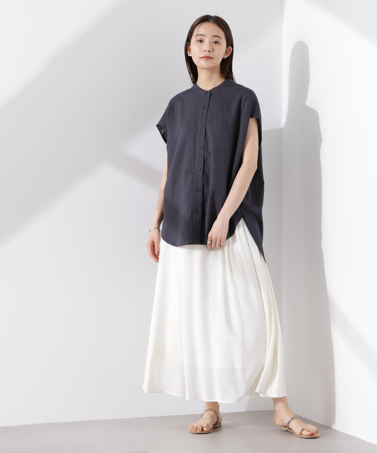 Anti Smell Linen フレンチスリーブシャツ
