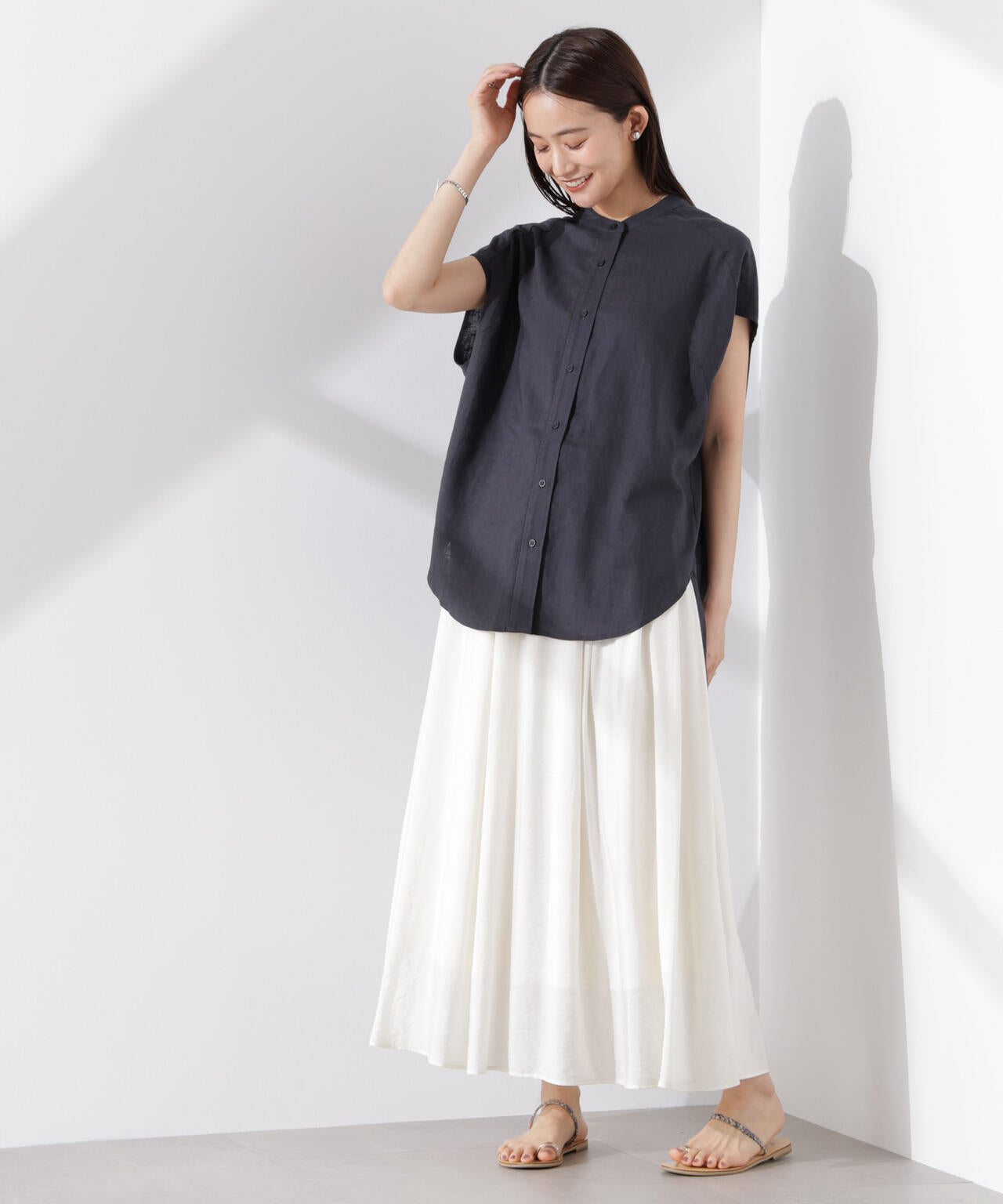 Anti Smell Linen フレンチスリーブシャツ