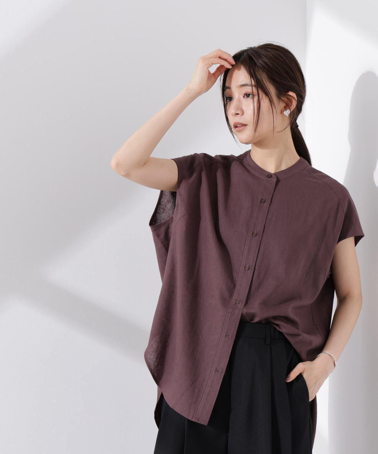 Anti Smell Linen フレンチスリーブシャツ