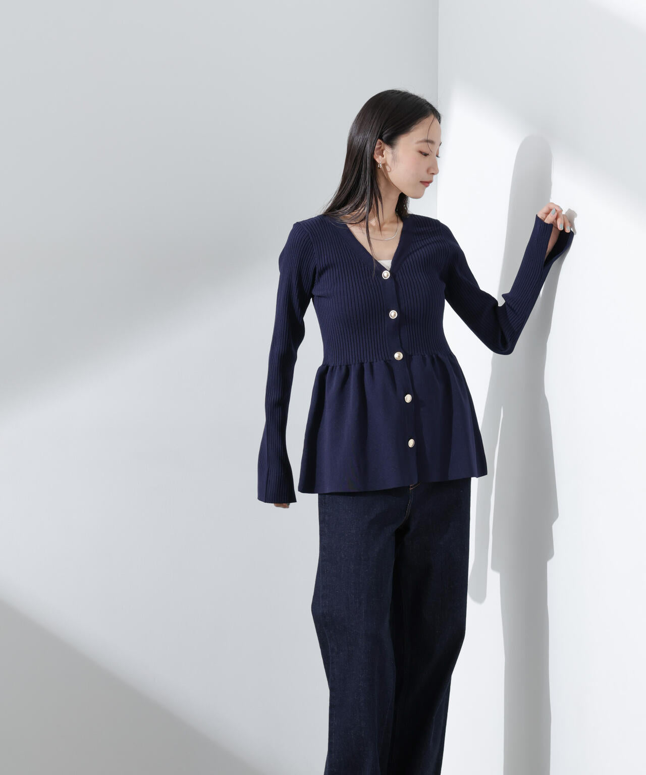 前後2WAYペプラムニットカーディガン