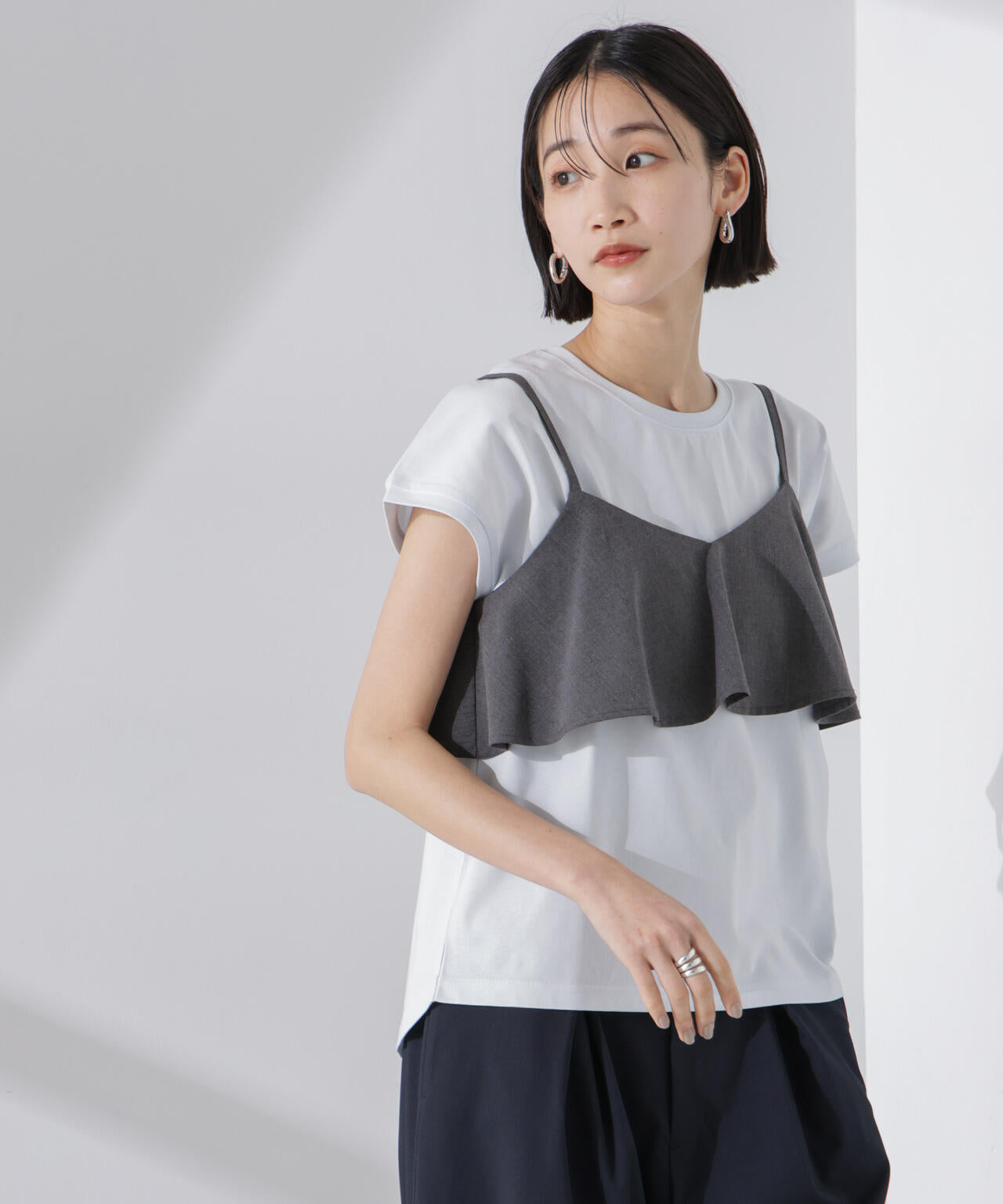 汗染み防止加工接触冷感フレンチスリーブTシャツ