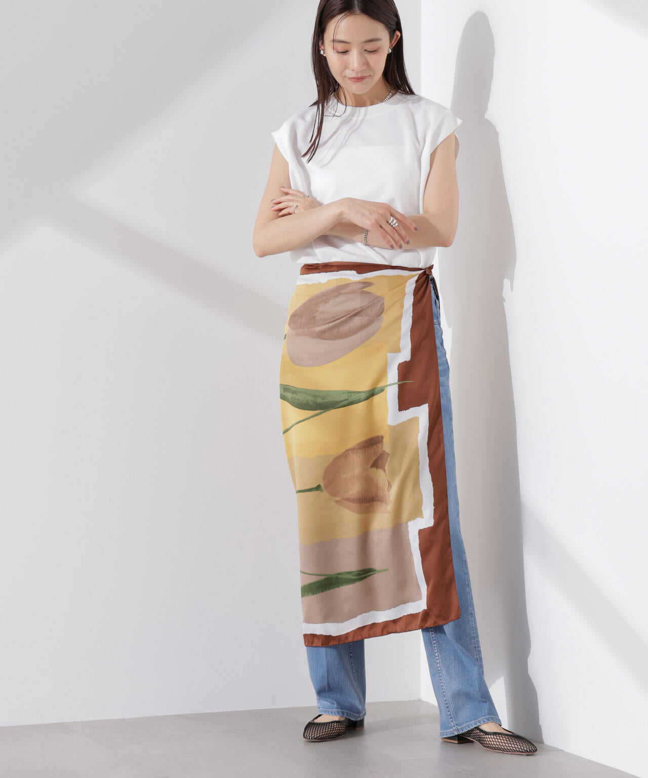 カットジョーゼットノースリーブTシャツ