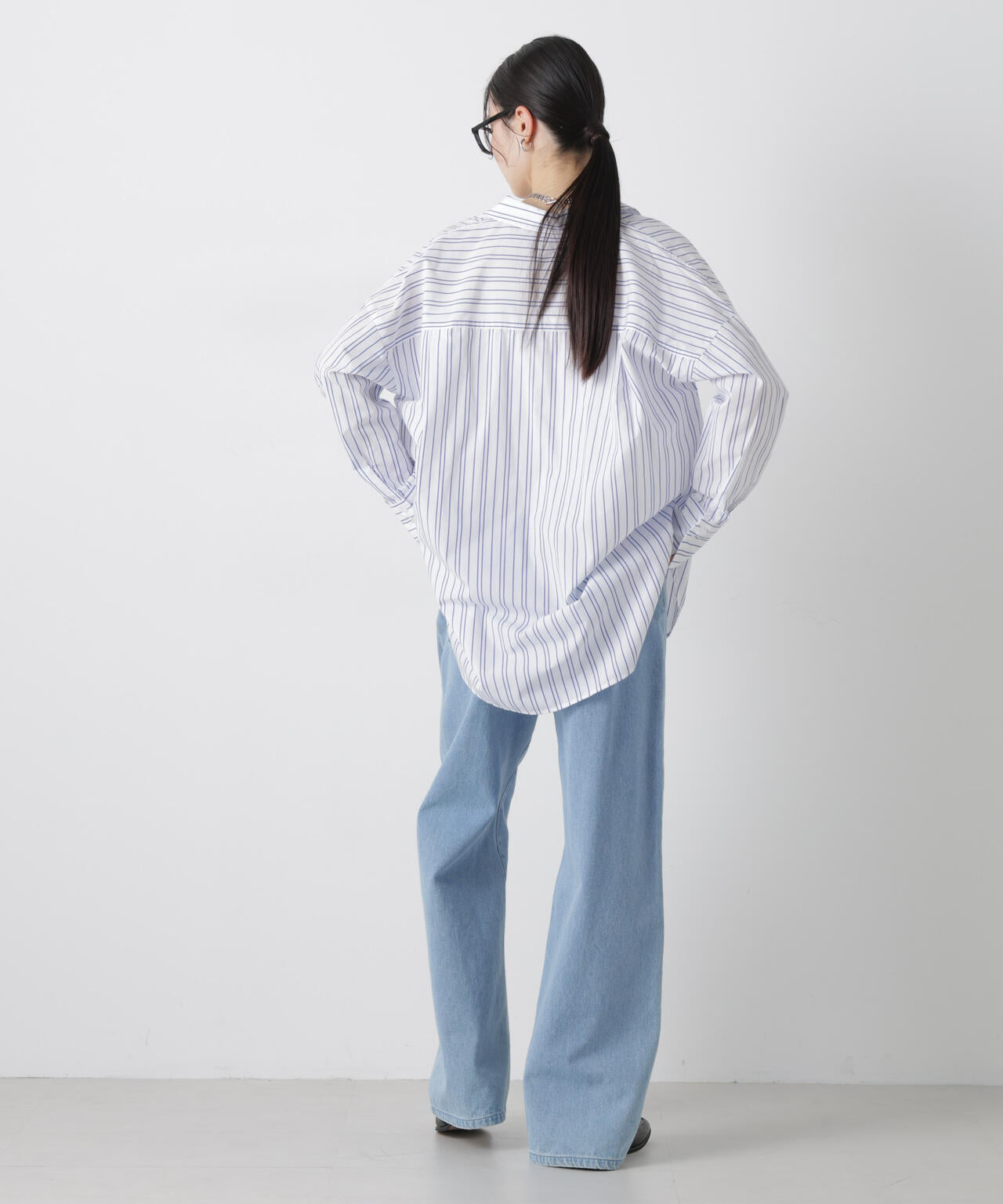 ブロードワイドシルエットストライプシャツ