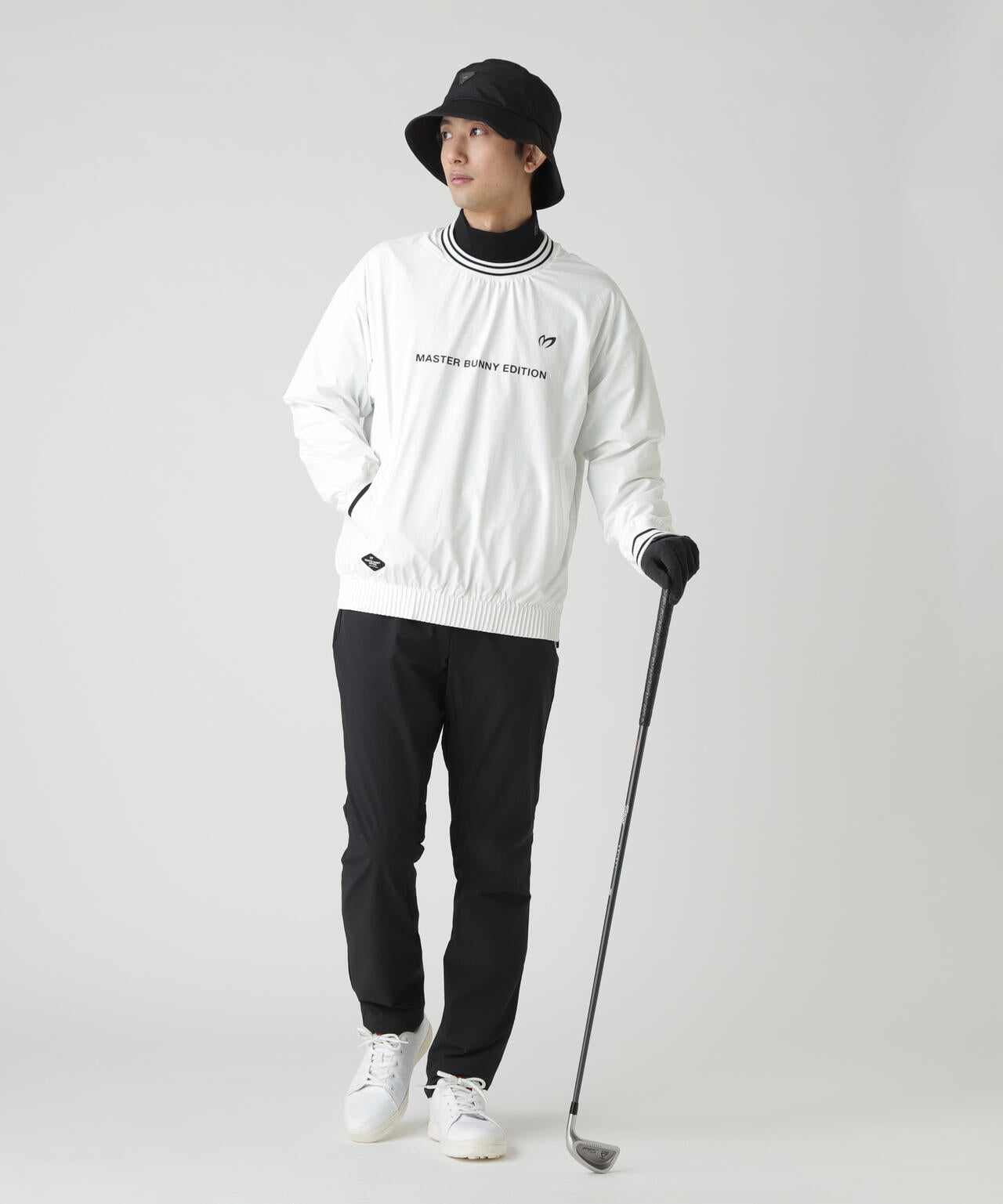 ナイロンストレッチクルーネックプルオーバー