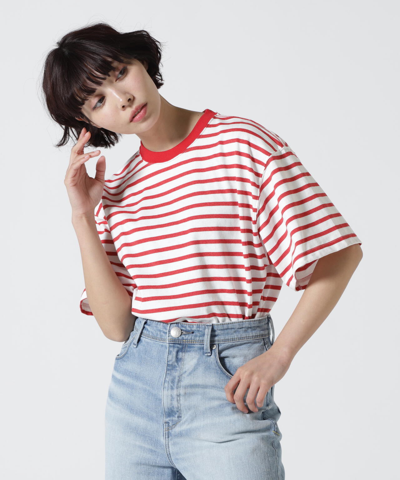 SOGLIA/ソリア　OPEN END BORDER TEE リンガーボーダーＴ
