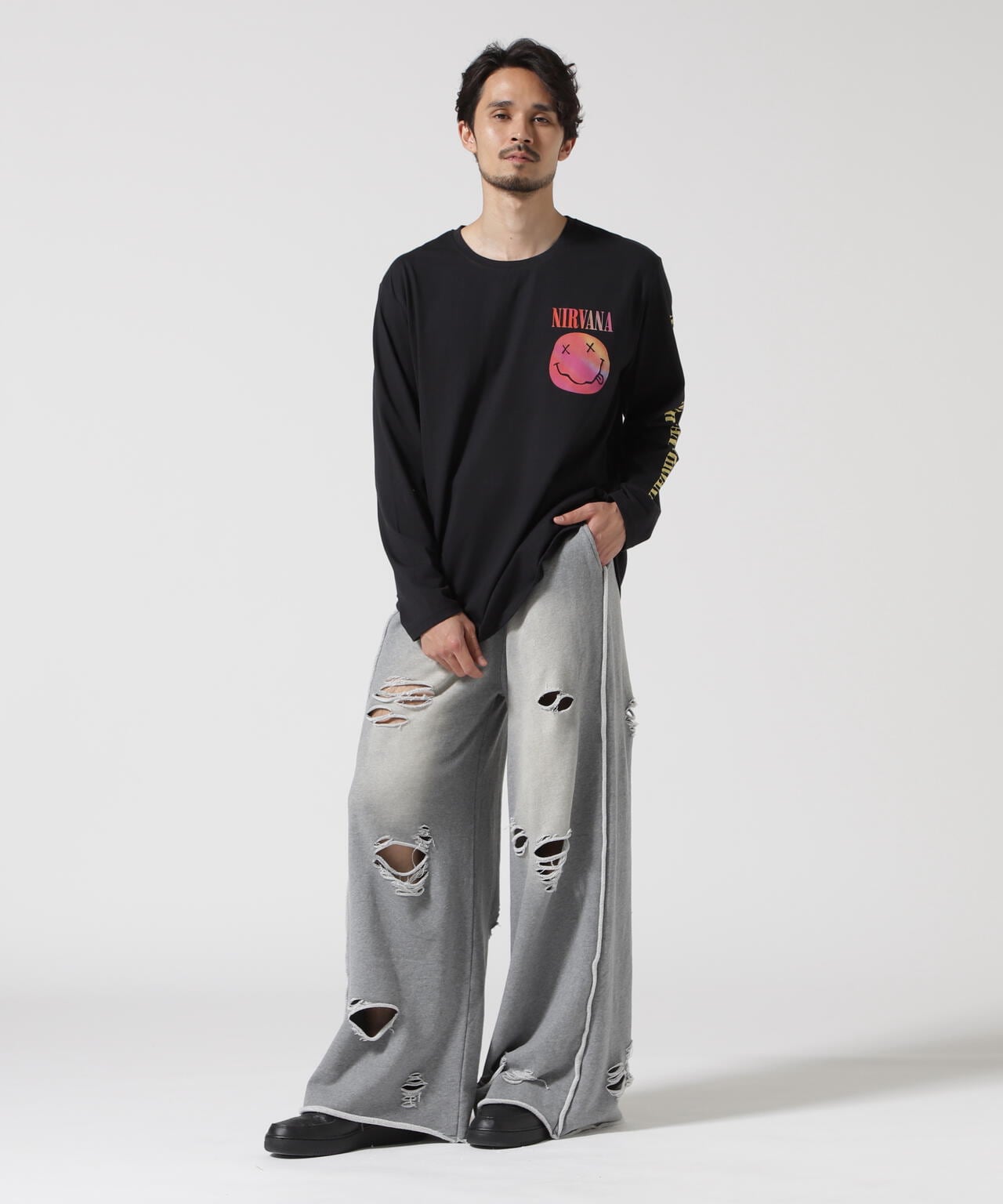NIRVANA/ニルヴァーナ　GRADIENT HAPPY FACE L/S TEE　ロンT
