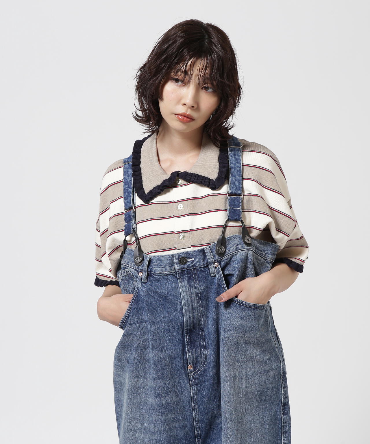 RHODOLIRION/ロドリリオン　Frill Polo Sweater フリルポロセーター