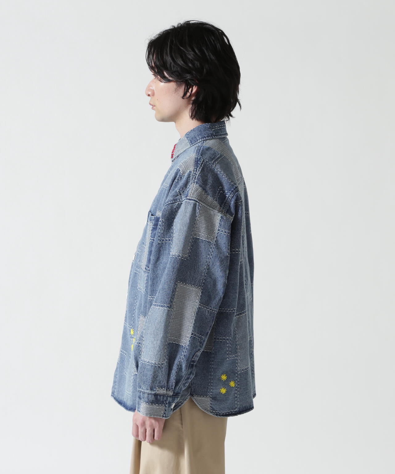 B omnivore/ビーオムニボー　PATCHWORK DENIM SHIRT