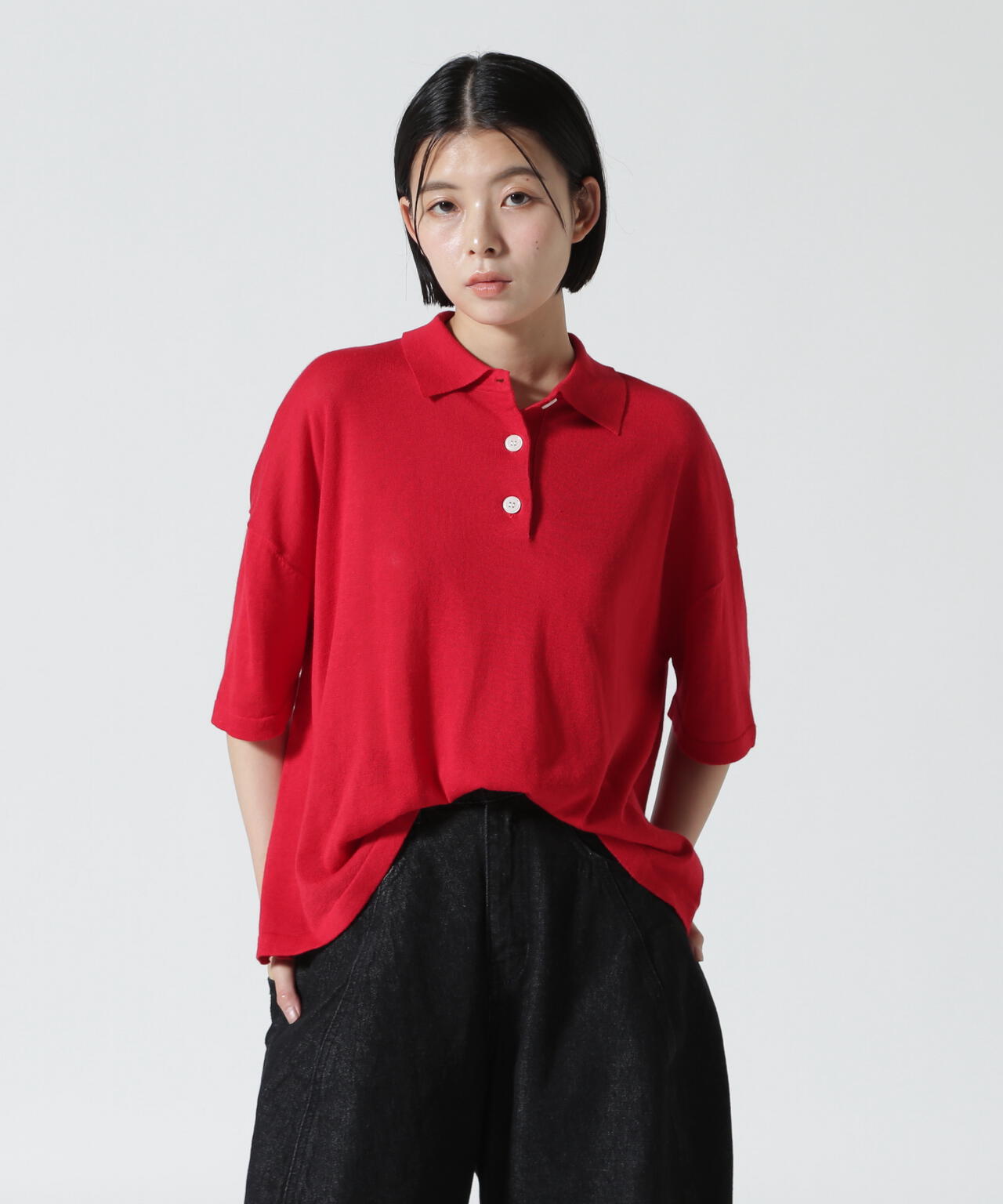 B omnivore/ビーオムニボー　アサーメンポロシャツ WOMEN'S