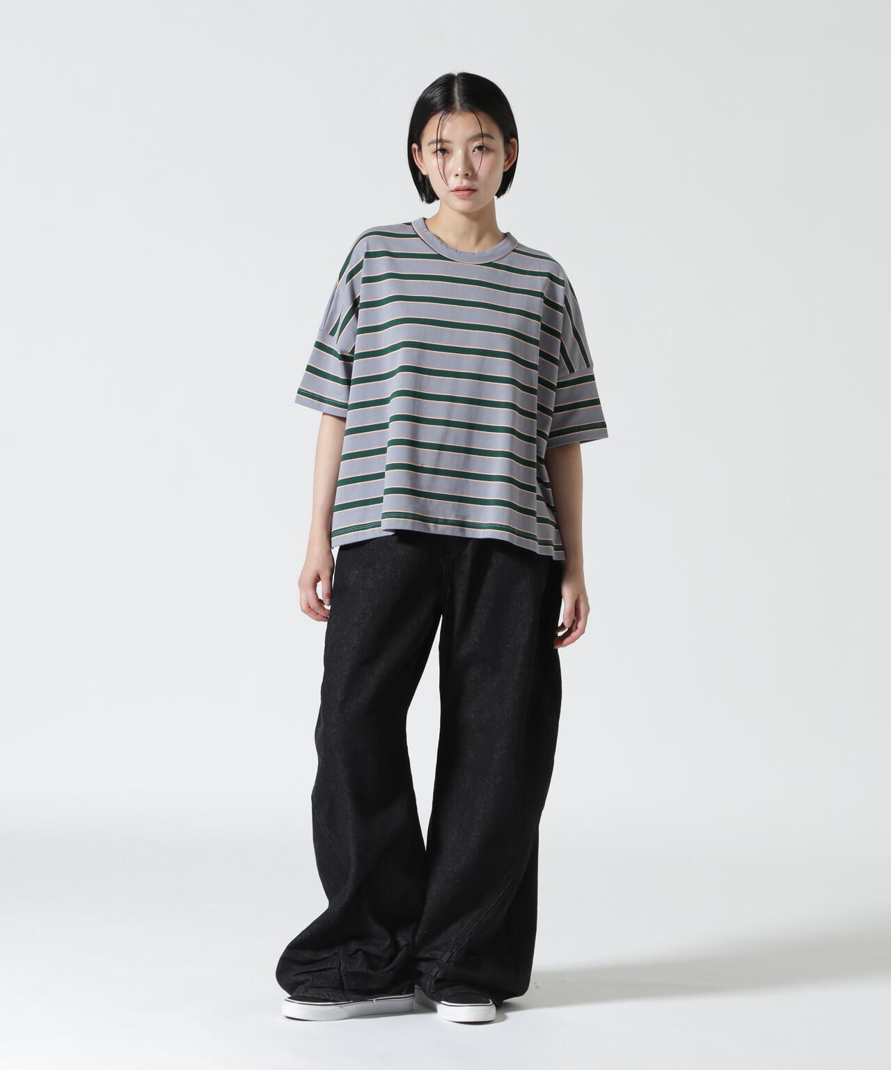 B omnivore/ビーオムニボー　天竺ボーダーワイドTEE  WOMEN'S