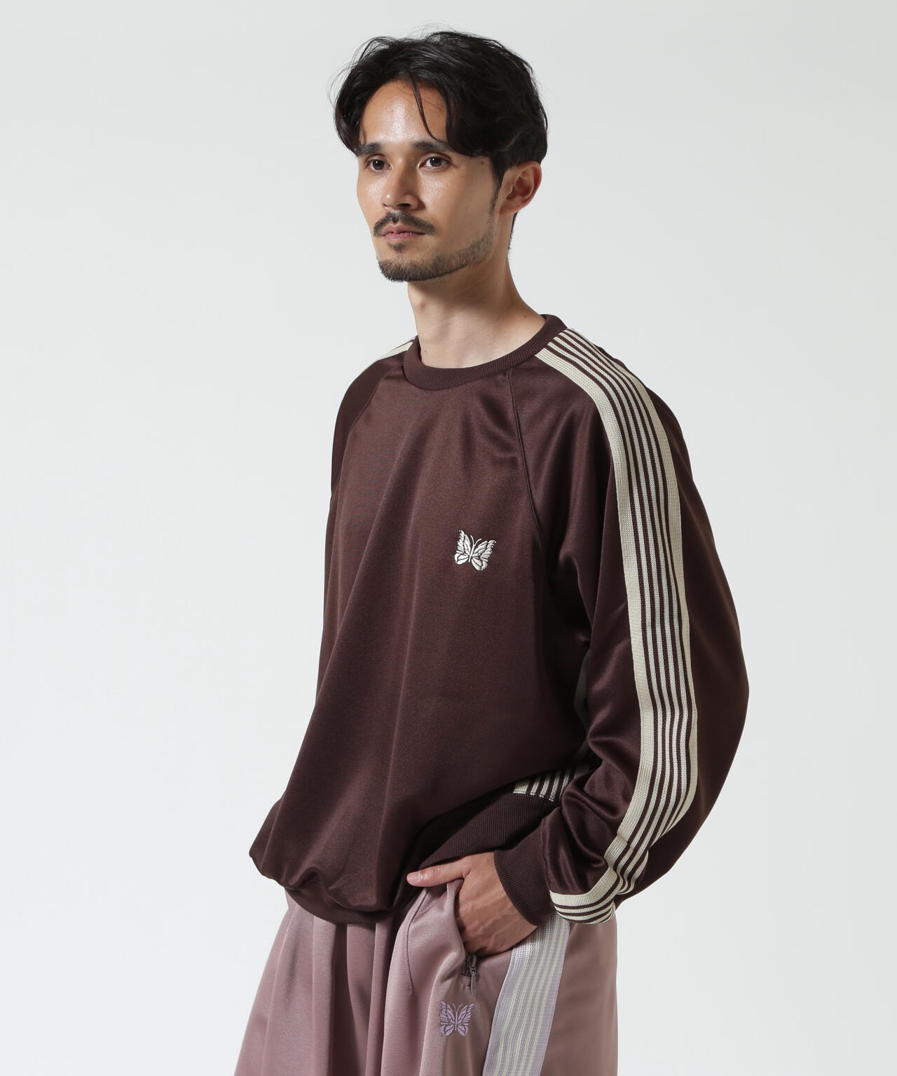 Needles/ニードルズ　別注Track Crew Neck Shirt - Poly Smooth