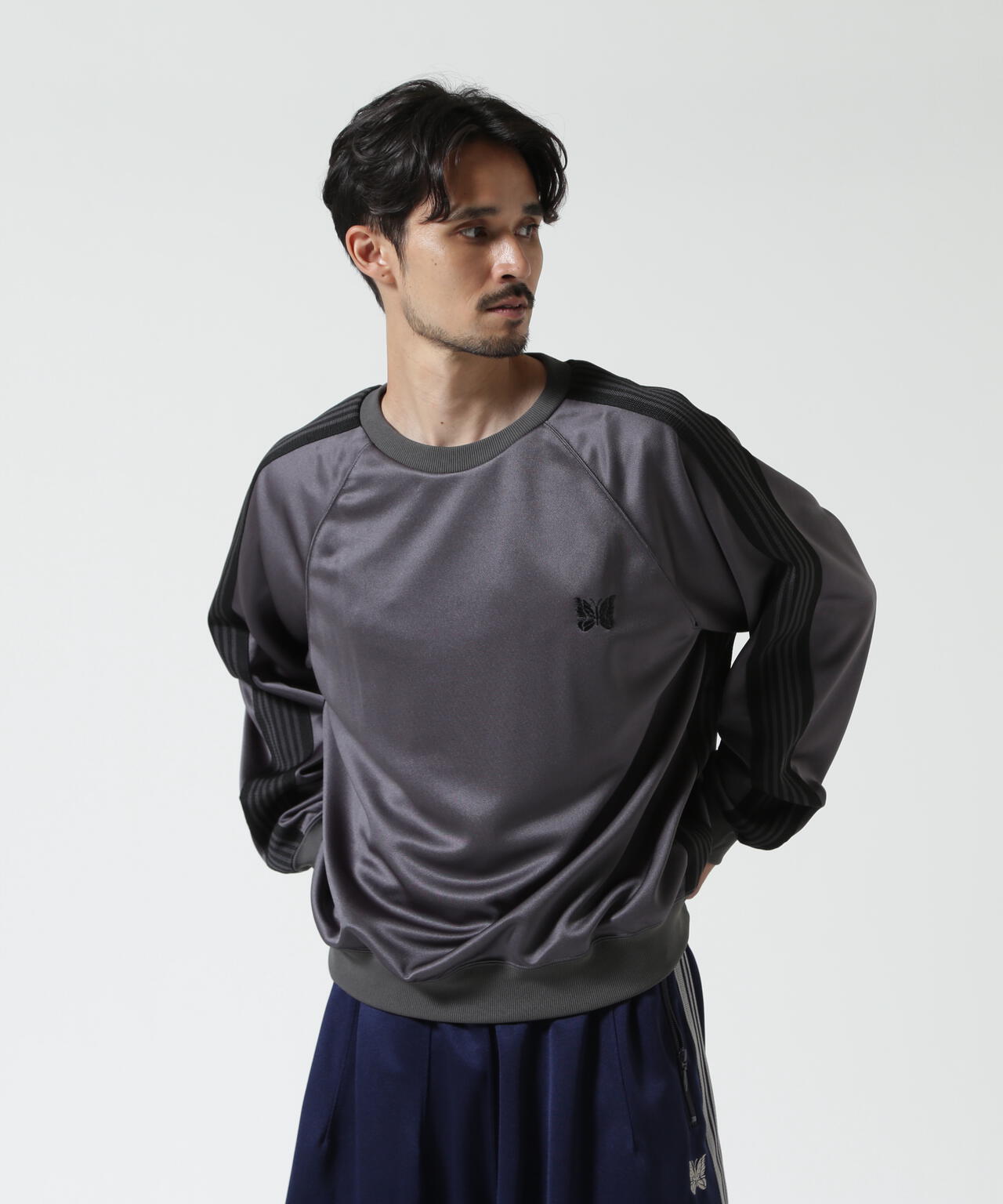 Needles/ニードルズ　別注Track Crew Neck Shirt - Poly Smooth