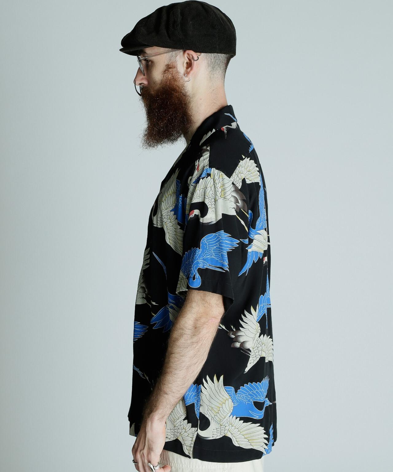 ×PJ/×パイナップルジュース/RAYON SHIRT CRANE/レーヨンシャツ クレーン