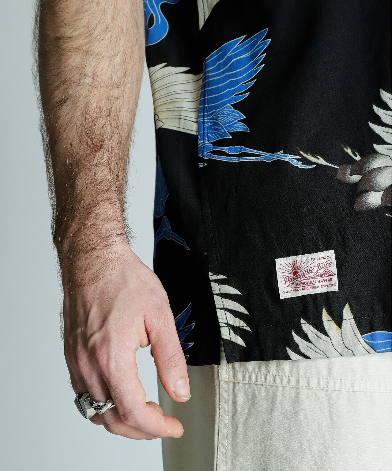 ×PJ/×パイナップルジュース/RAYON SHIRT CRANE/レーヨンシャツ クレーン