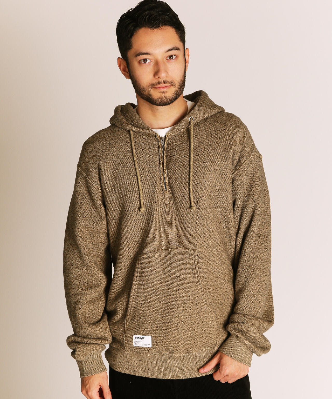 SALT AND PEPPER HALF ZIP HOODED SWEAT/ソルトアンドペッパー ハーフジップ パーカー
