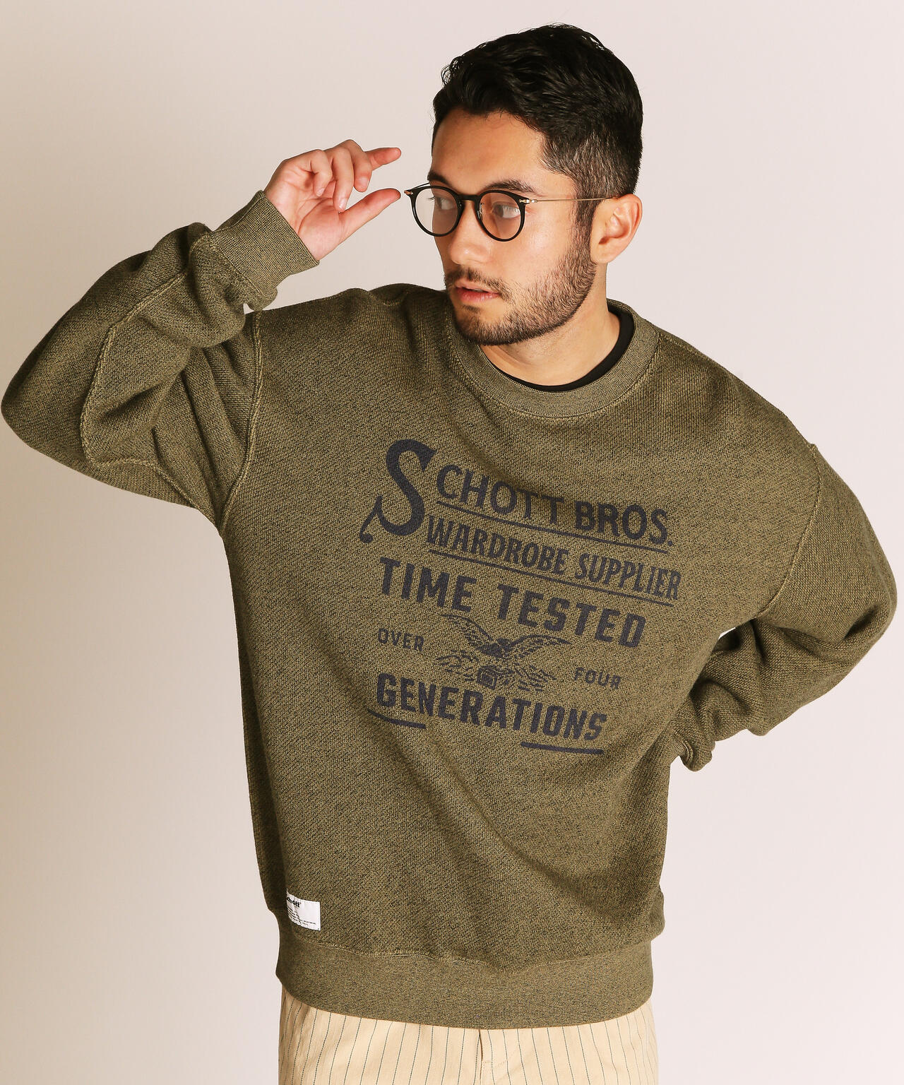 SALT AND PEPPER CREW SWEAT TIMETESTED FOUR GENERATIONS