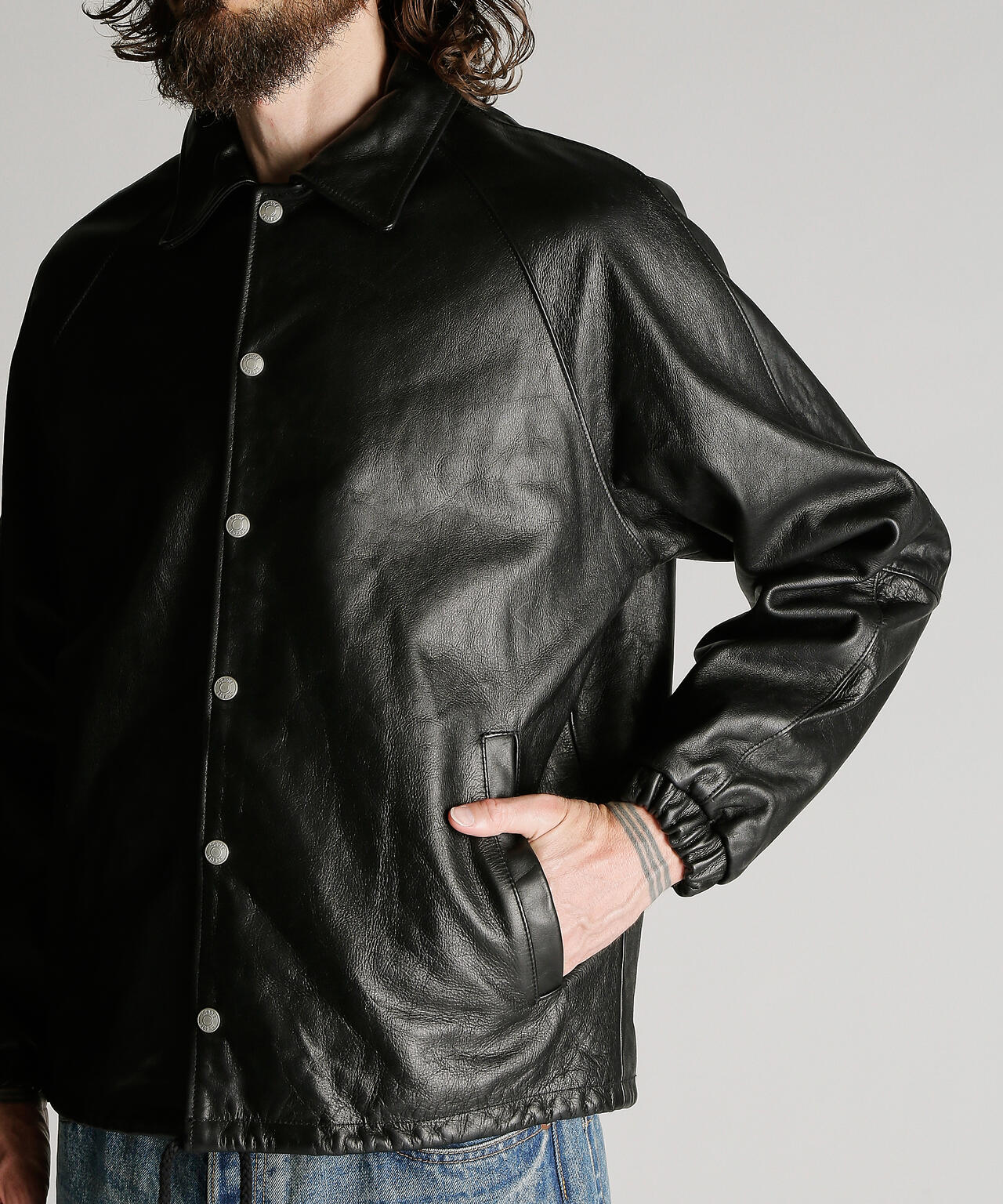 LEATHER COACH JACKET/レザーコーチジャケット